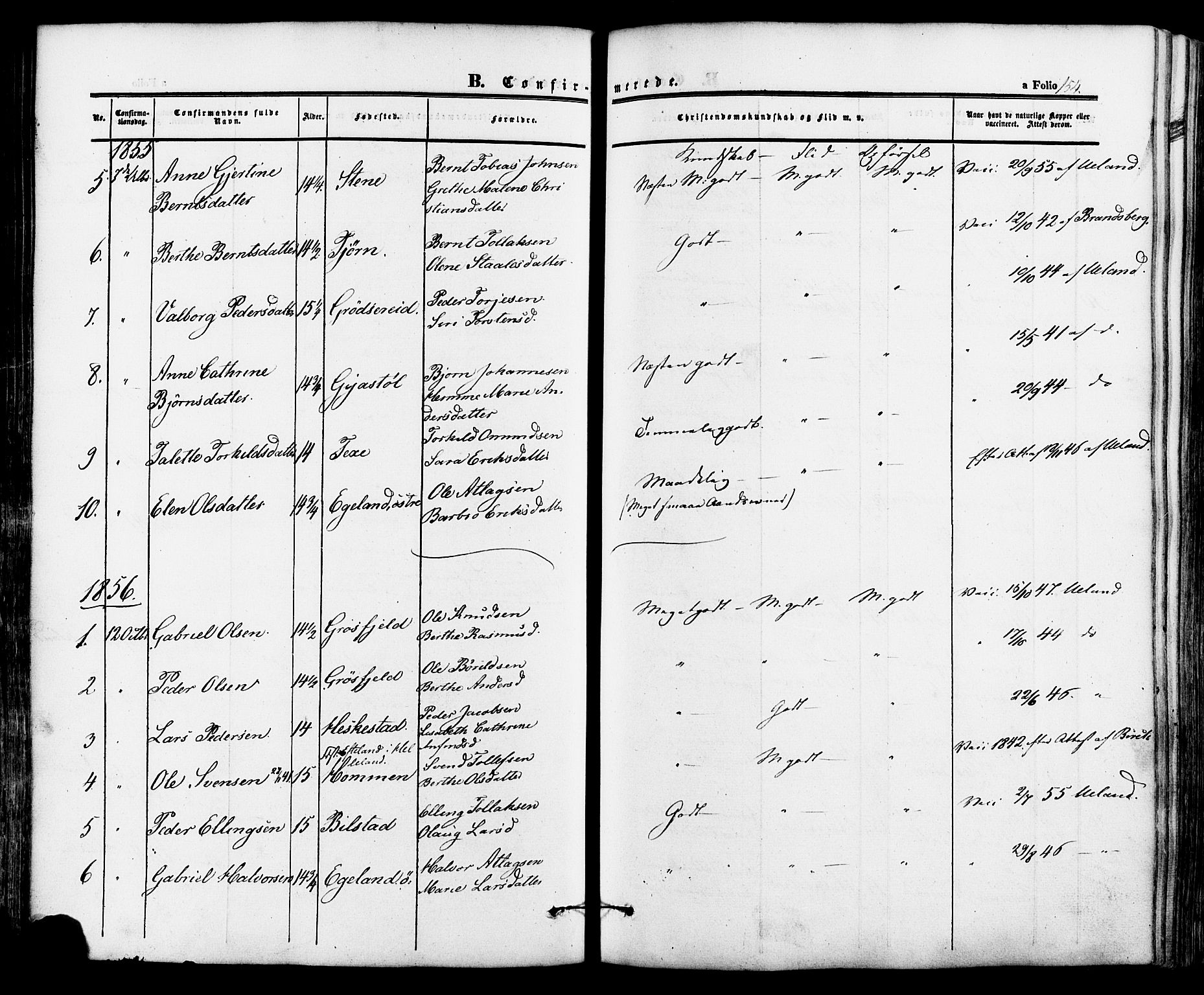 Lund sokneprestkontor, AV/SAST-A-101809/S06/L0010: Parish register (official) no. A 9, 1854-1886, p. 154