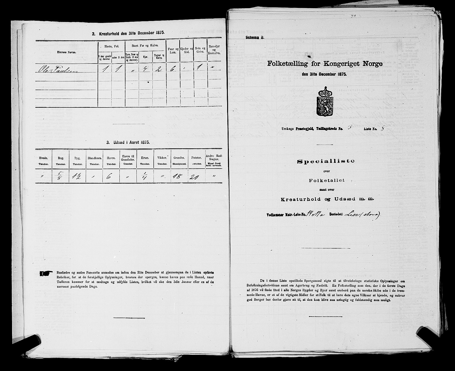 RA, 1875 census for 0224P Aurskog, 1875, p. 270