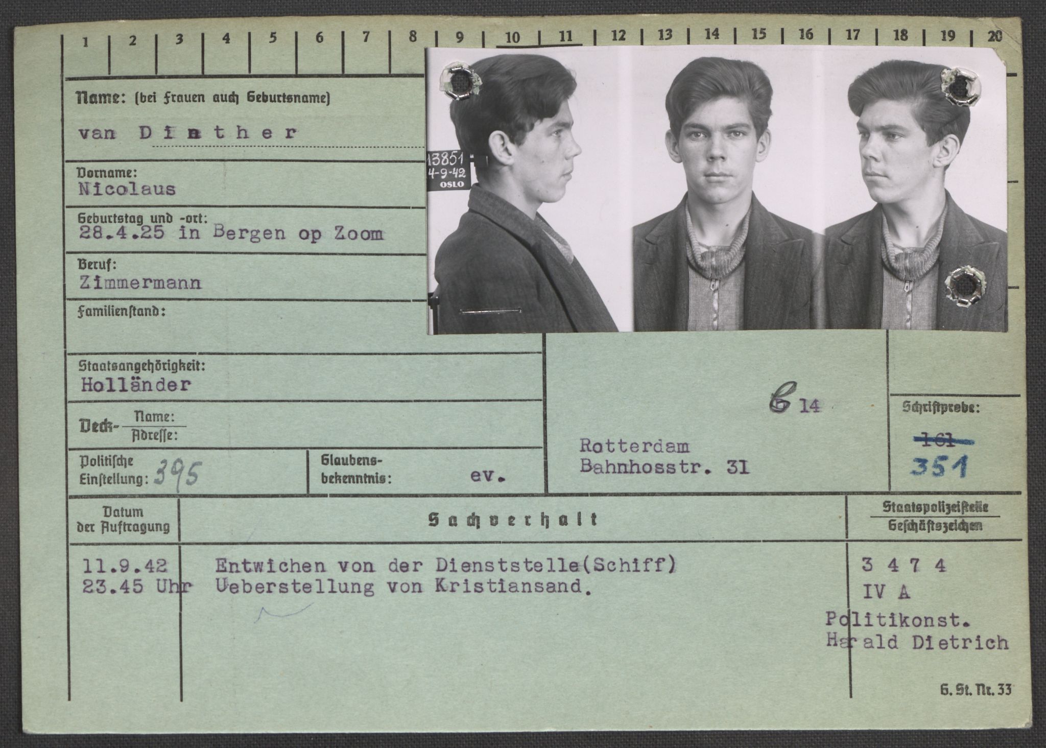 Befehlshaber der Sicherheitspolizei und des SD, AV/RA-RAFA-5969/E/Ea/Eaa/L0002: Register over norske fanger i Møllergata 19: Bj-Eng, 1940-1945, p. 1047