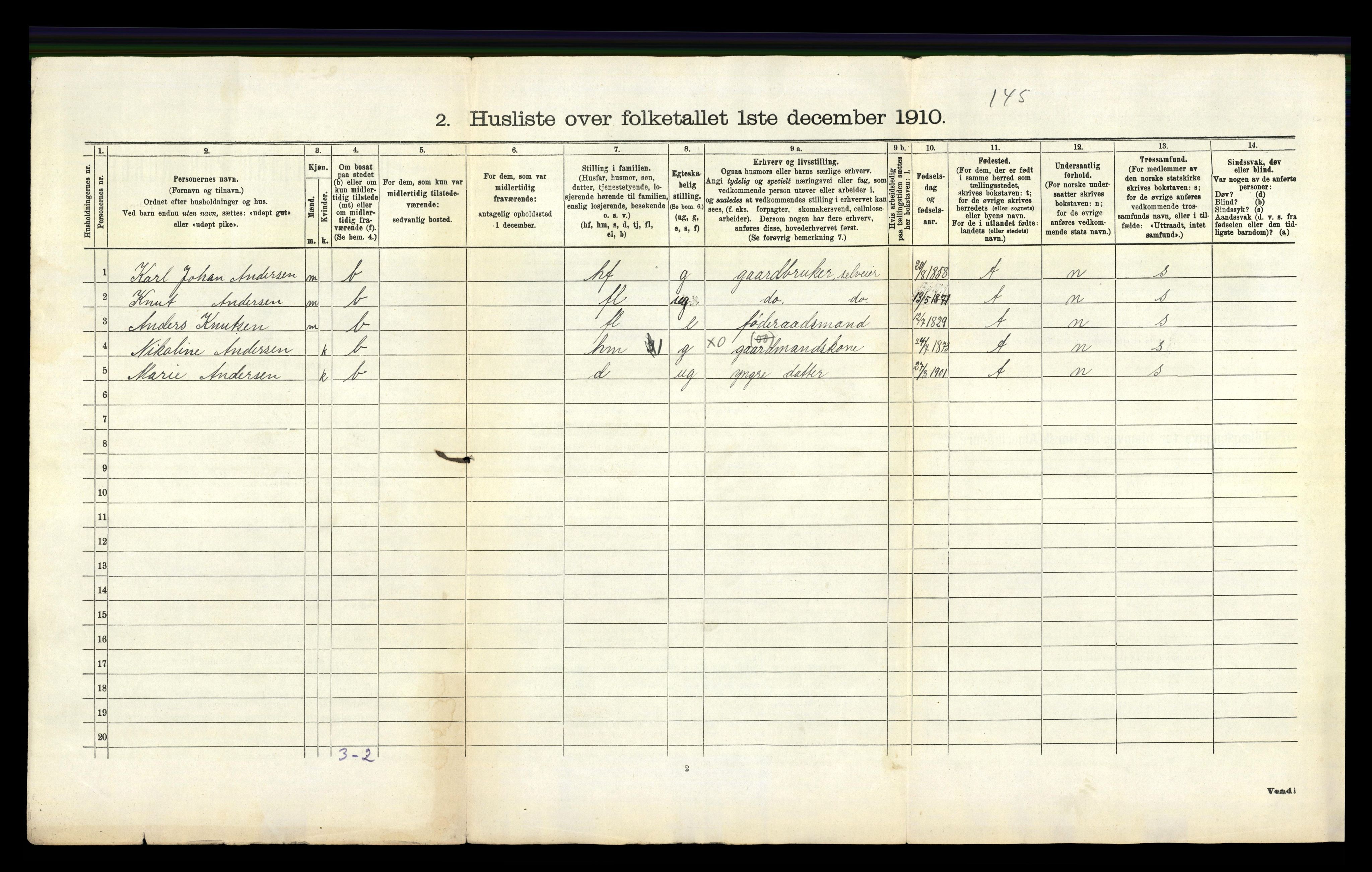 RA, 1910 census for Brunlanes, 1910, p. 574