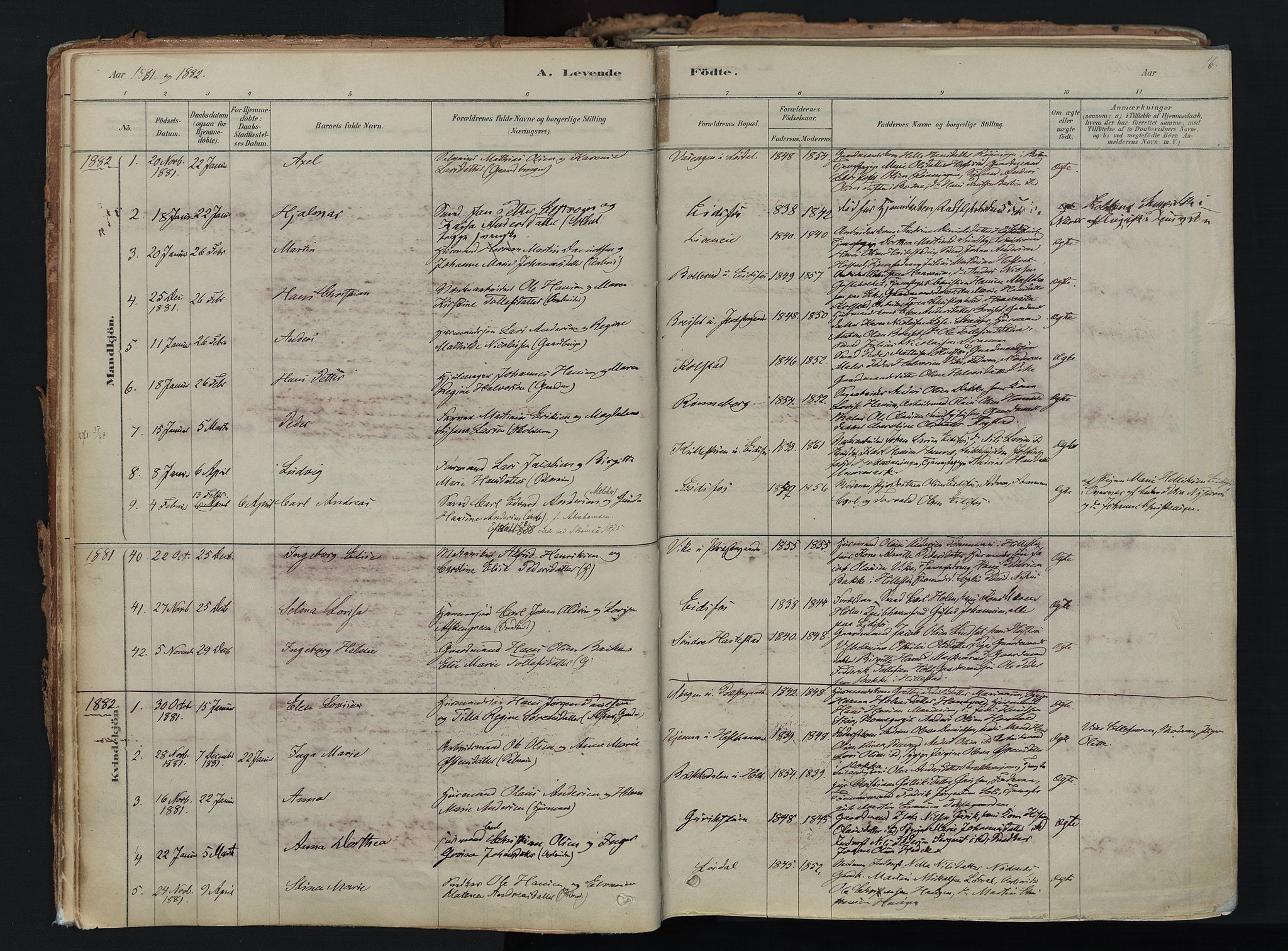 Hof kirkebøker, AV/SAKO-A-64/F/Fa/L0007: Parish register (official) no. I 7, 1878-1940, p. 16