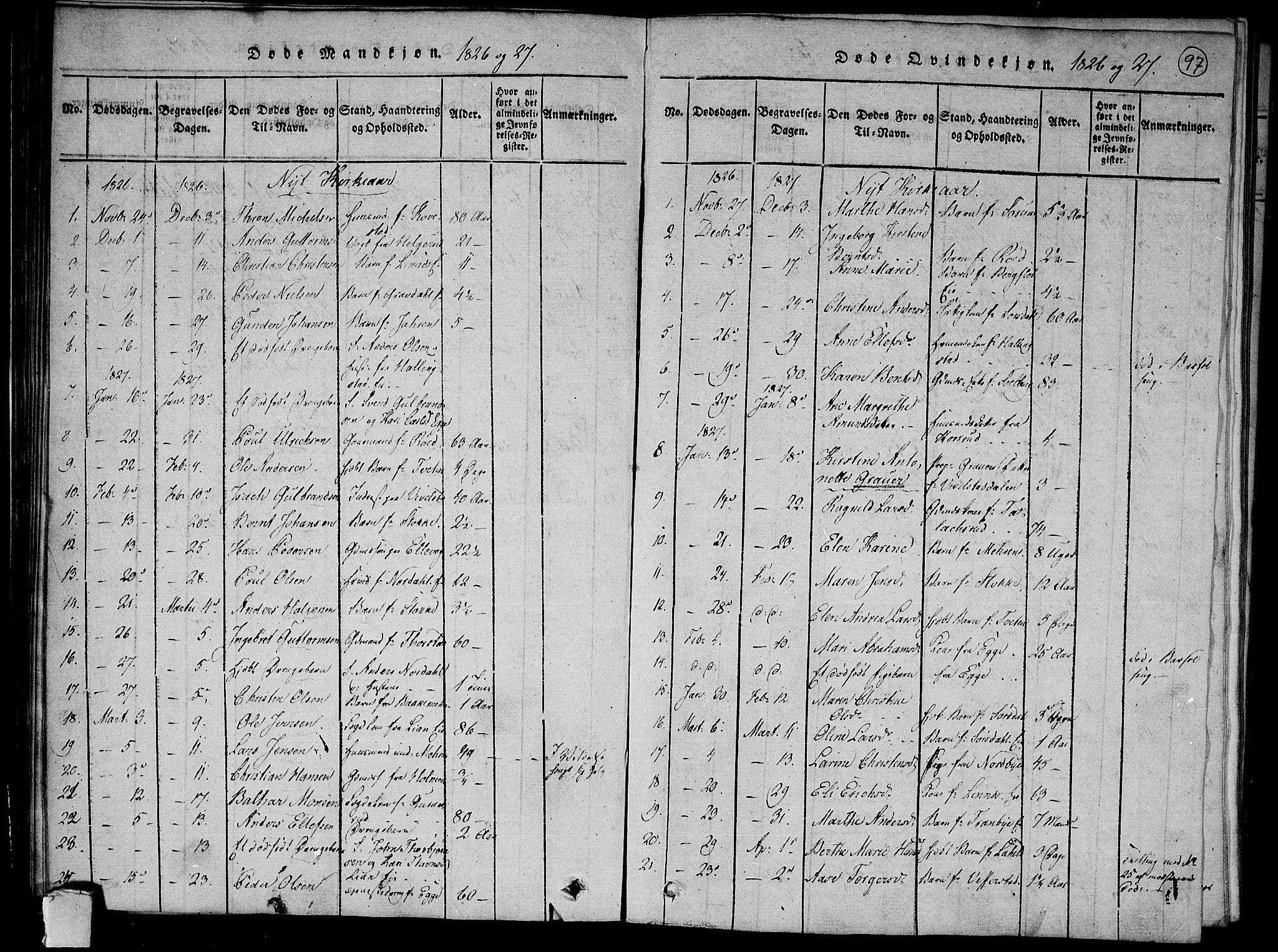 Lier kirkebøker, SAKO/A-230/F/Fa/L0009: Parish register (official) no. I 9, 1824-1827, p. 97