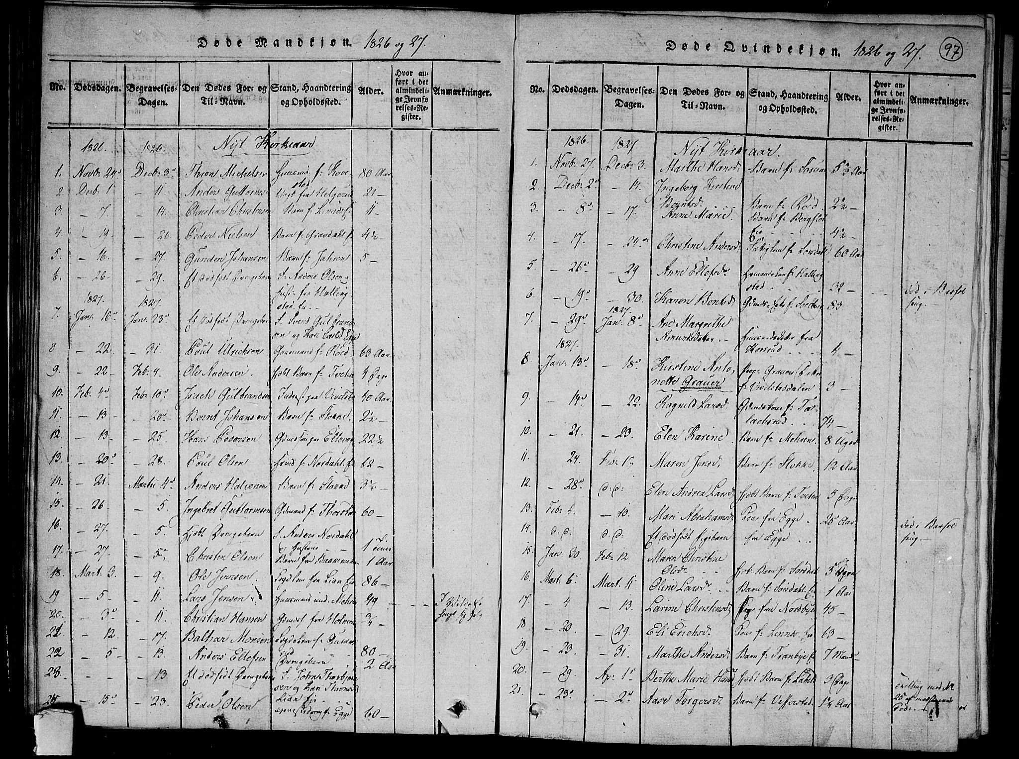 Lier kirkebøker, AV/SAKO-A-230/F/Fa/L0009: Parish register (official) no. I 9, 1824-1827, p. 97