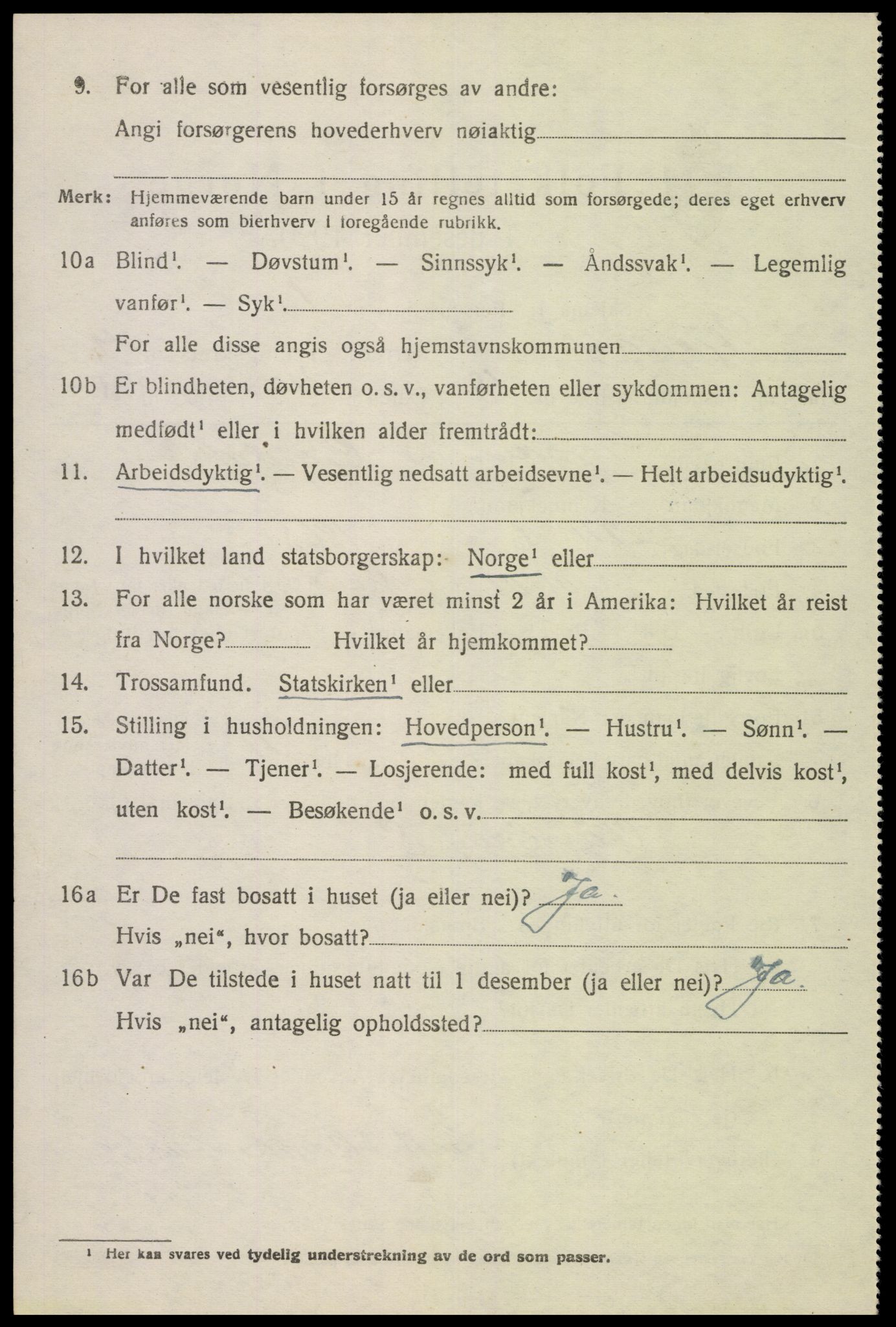SAK, 1920 census for Fjotland, 1920, p. 2409