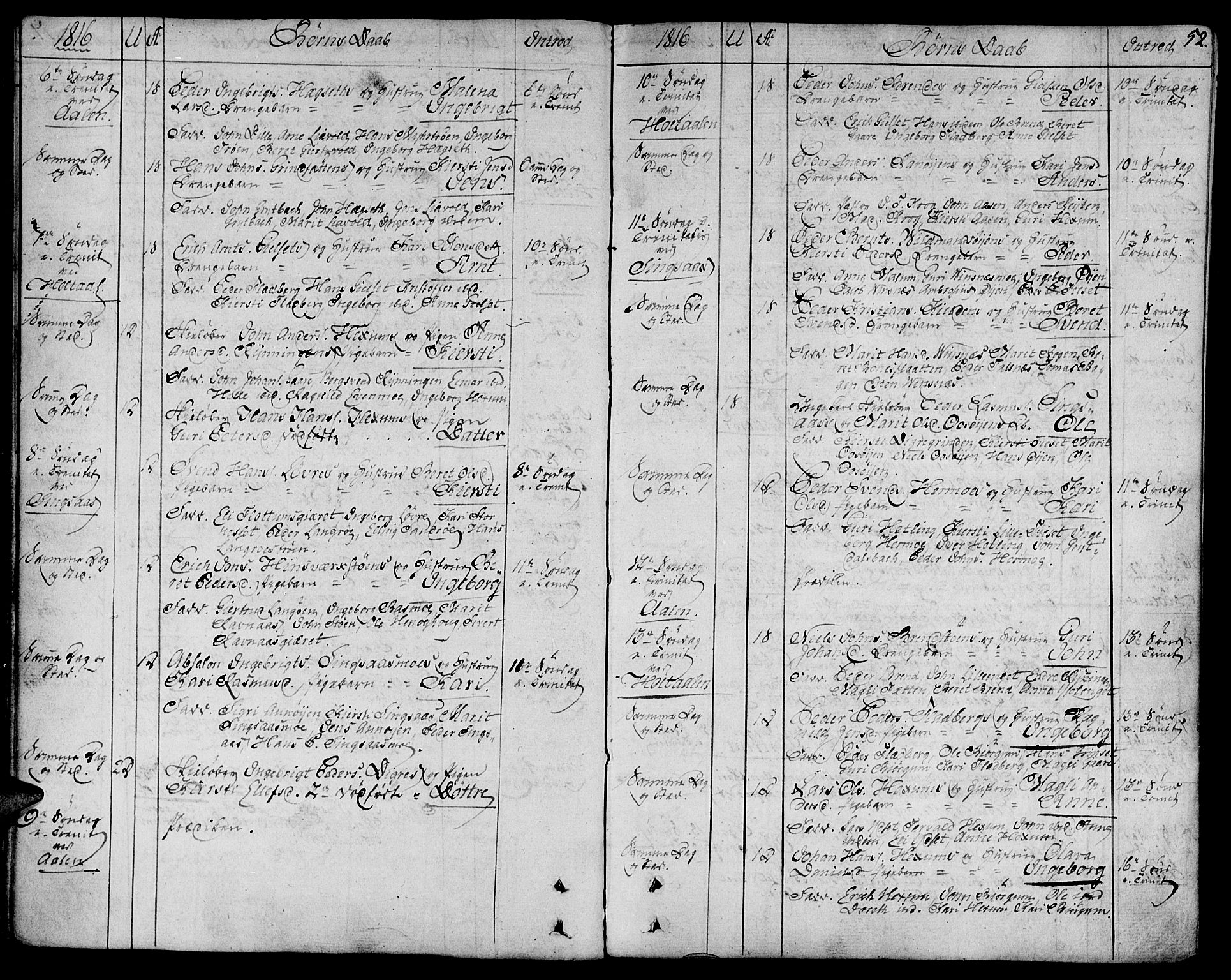 Ministerialprotokoller, klokkerbøker og fødselsregistre - Sør-Trøndelag, AV/SAT-A-1456/685/L0953: Parish register (official) no. 685A02, 1805-1816, p. 52