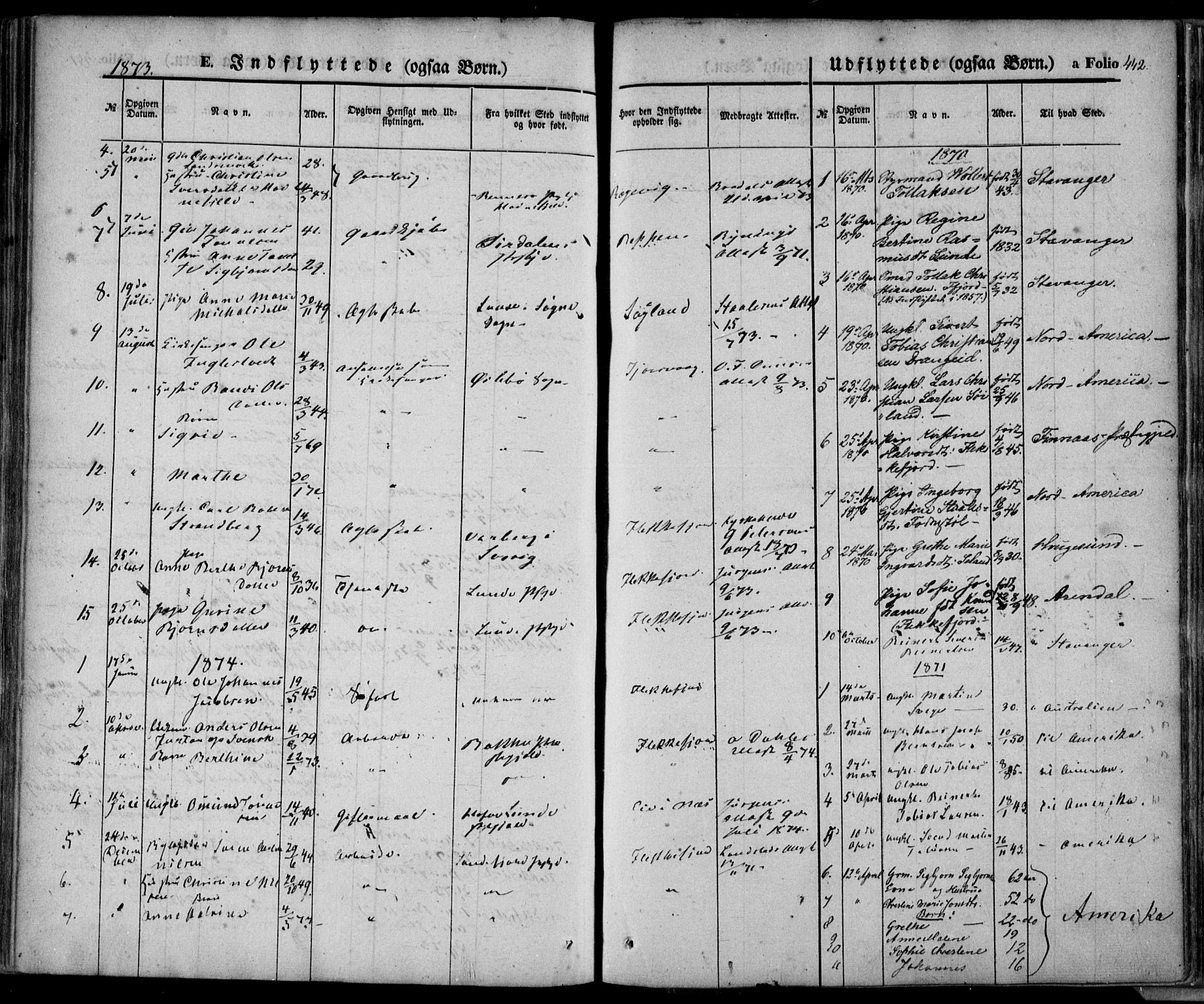 Flekkefjord sokneprestkontor, SAK/1111-0012/F/Fa/Fac/L0005: Parish register (official) no. A 5, 1849-1875, p. 442