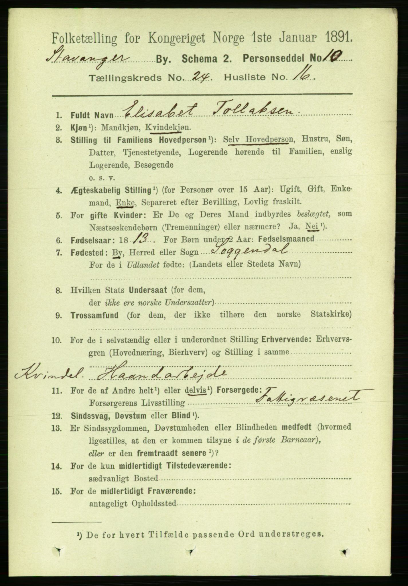 RA, 1891 census for 1103 Stavanger, 1891, p. 26487