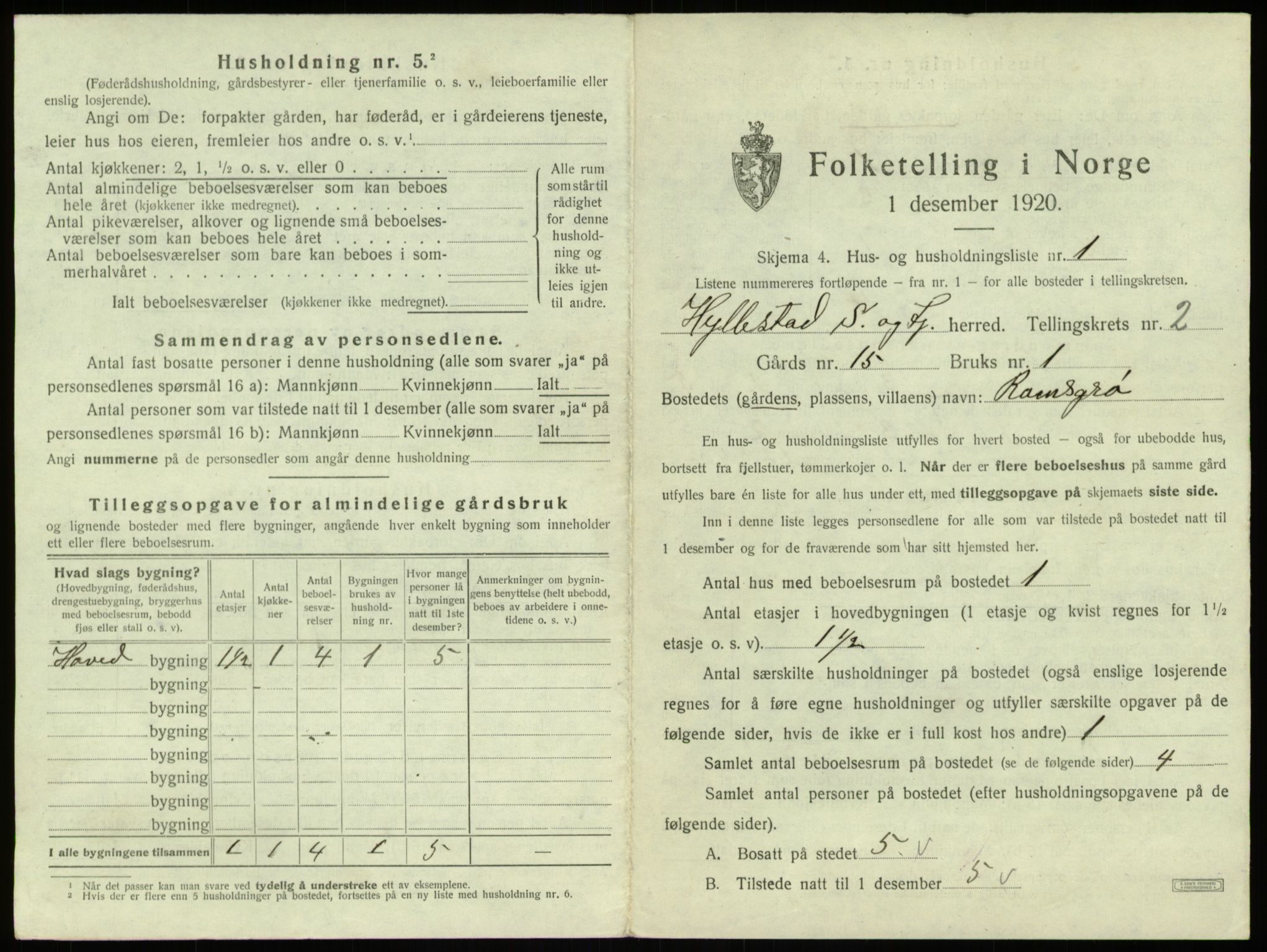 SAB, 1920 census for Hyllestad, 1920, p. 130