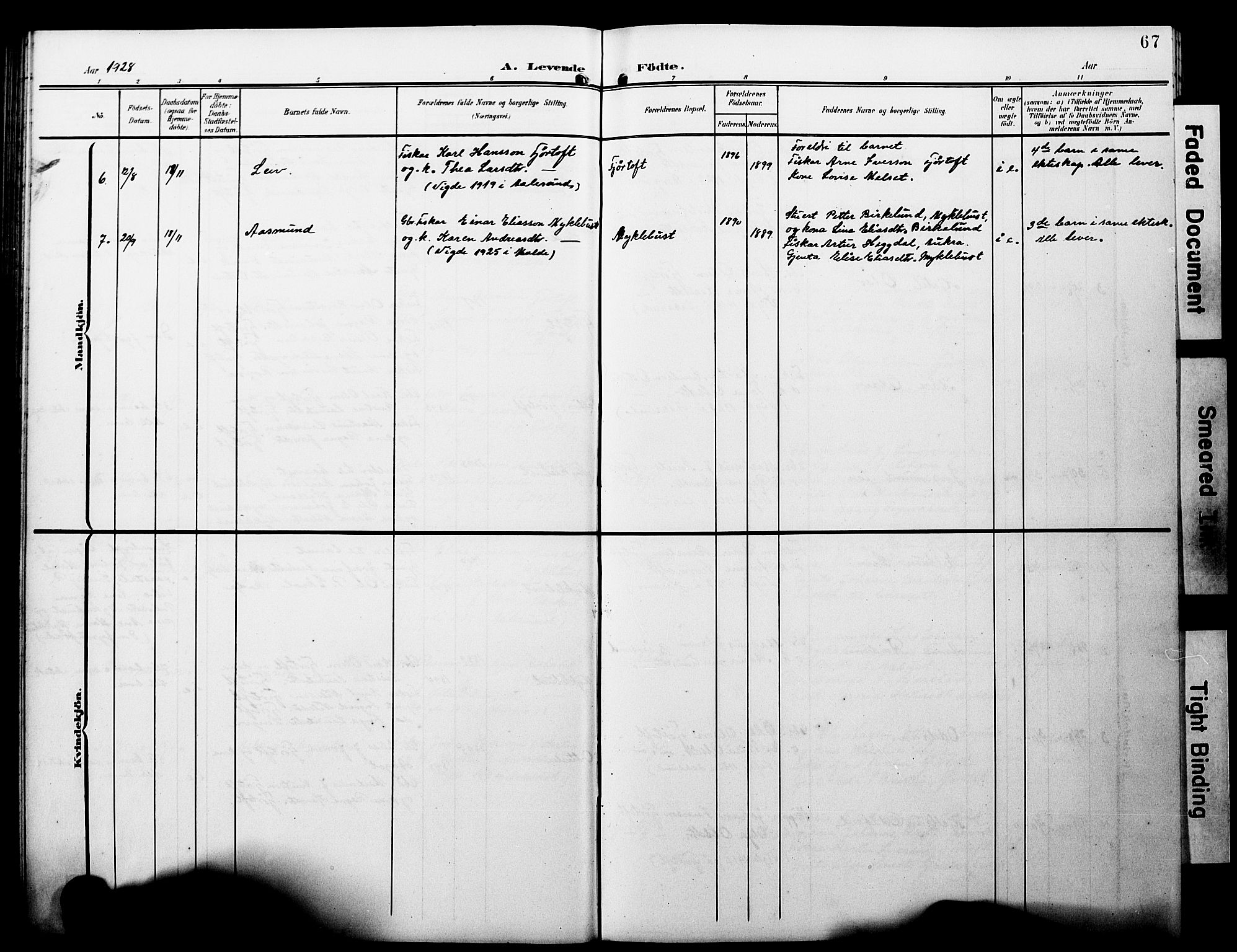 Ministerialprotokoller, klokkerbøker og fødselsregistre - Møre og Romsdal, AV/SAT-A-1454/538/L0524: Parish register (copy) no. 538C02, 1901-1931, p. 67