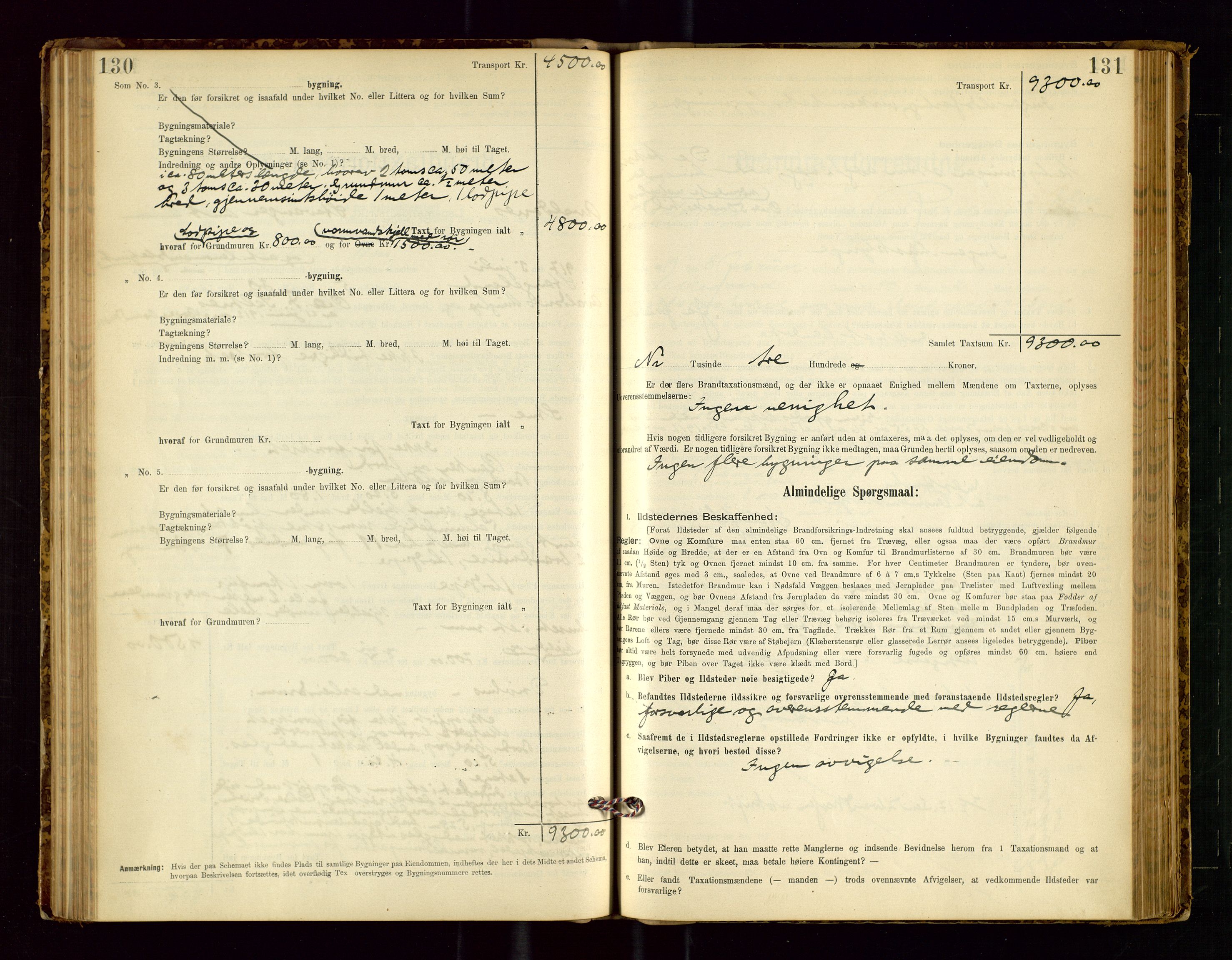 Avaldsnes lensmannskontor, SAST/A-100286/Gob/L0001: "Brandtaxationsprotokol for Avaldsnes Lensmandsdistrikt Ryfylke Fogderi", 1894-1925, p. 130-131