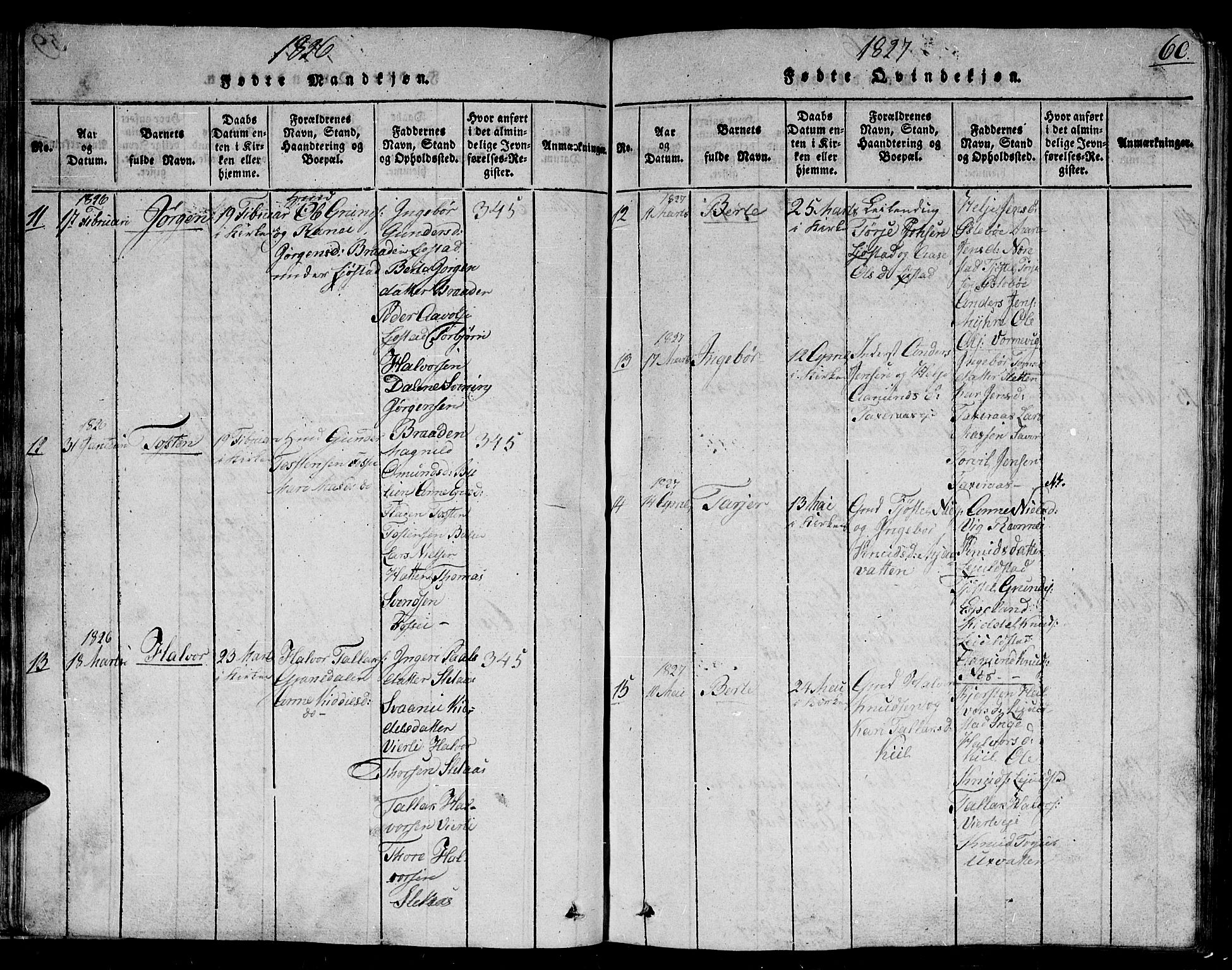 Gjerstad sokneprestkontor, AV/SAK-1111-0014/F/Fb/Fbb/L0001: Parish register (copy) no. B 1, 1813-1863, p. 60