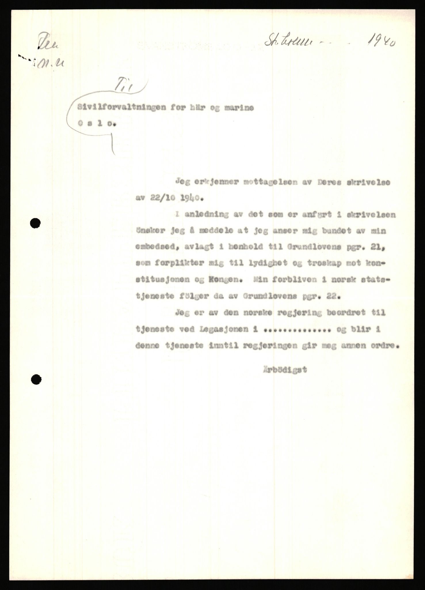 Forsvaret, Forsvarets krigshistoriske avdeling, AV/RA-RAFA-2017/Y/Ya/L0006: II-C-11-11,2 - Utenriksdepartementet.  Legasjonen i Helsingfors., 1940-1946, p. 13