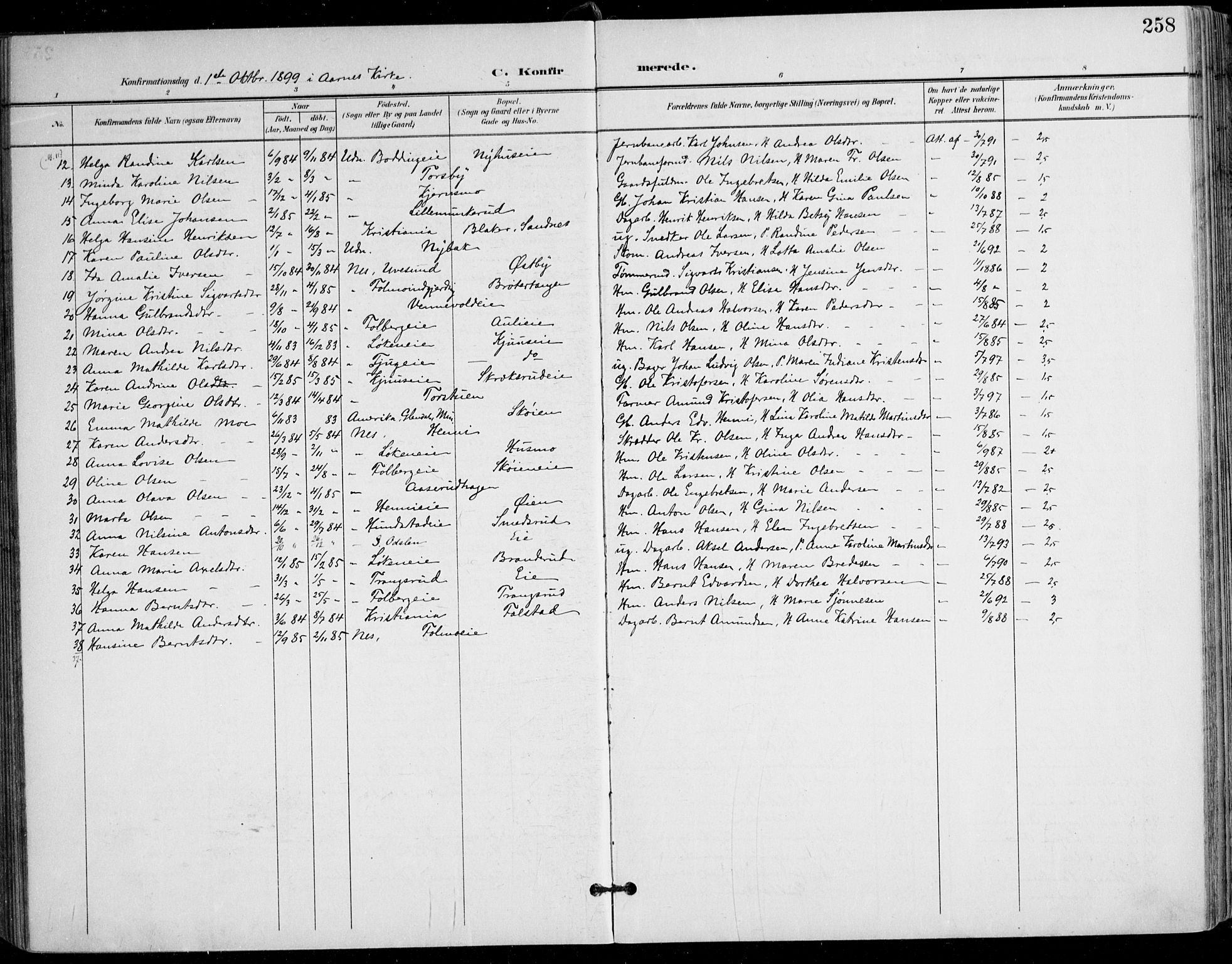 Nes prestekontor Kirkebøker, AV/SAO-A-10410/F/Fa/L0011: Parish register (official) no. I 11, 1899-1918, p. 258