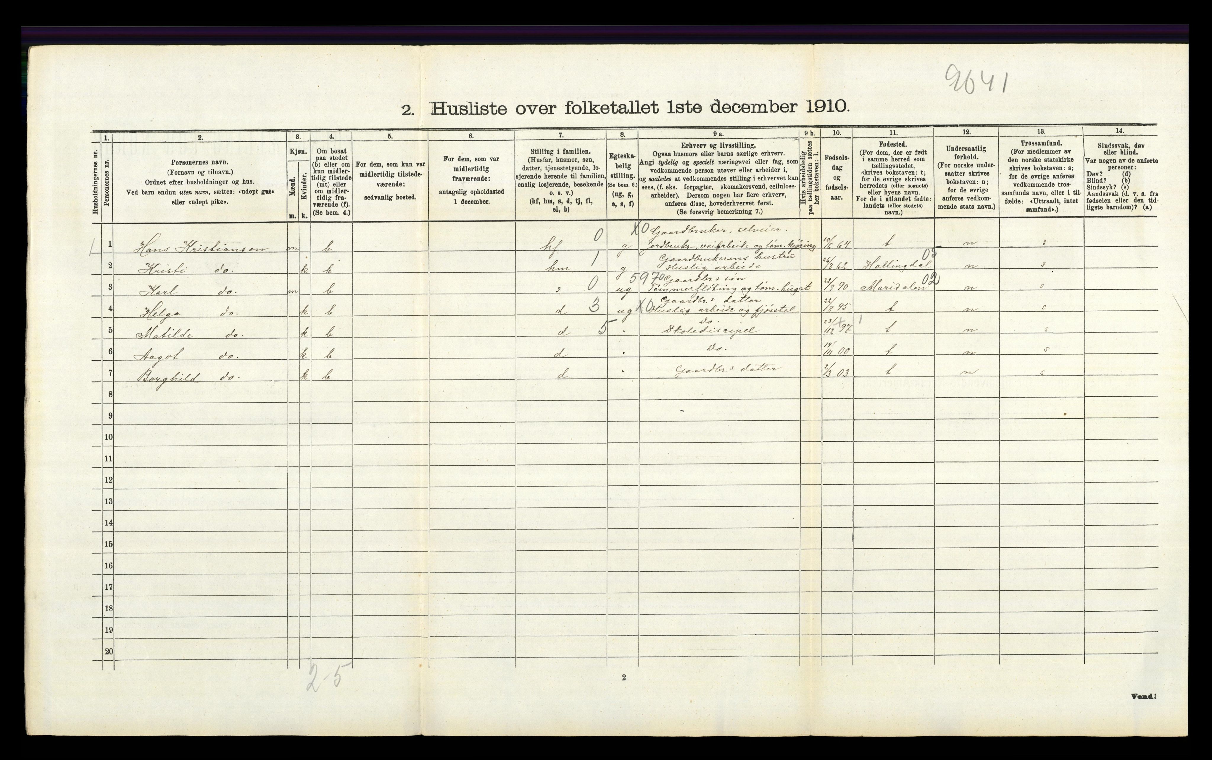 RA, 1910 census for Enebakk, 1910, p. 274