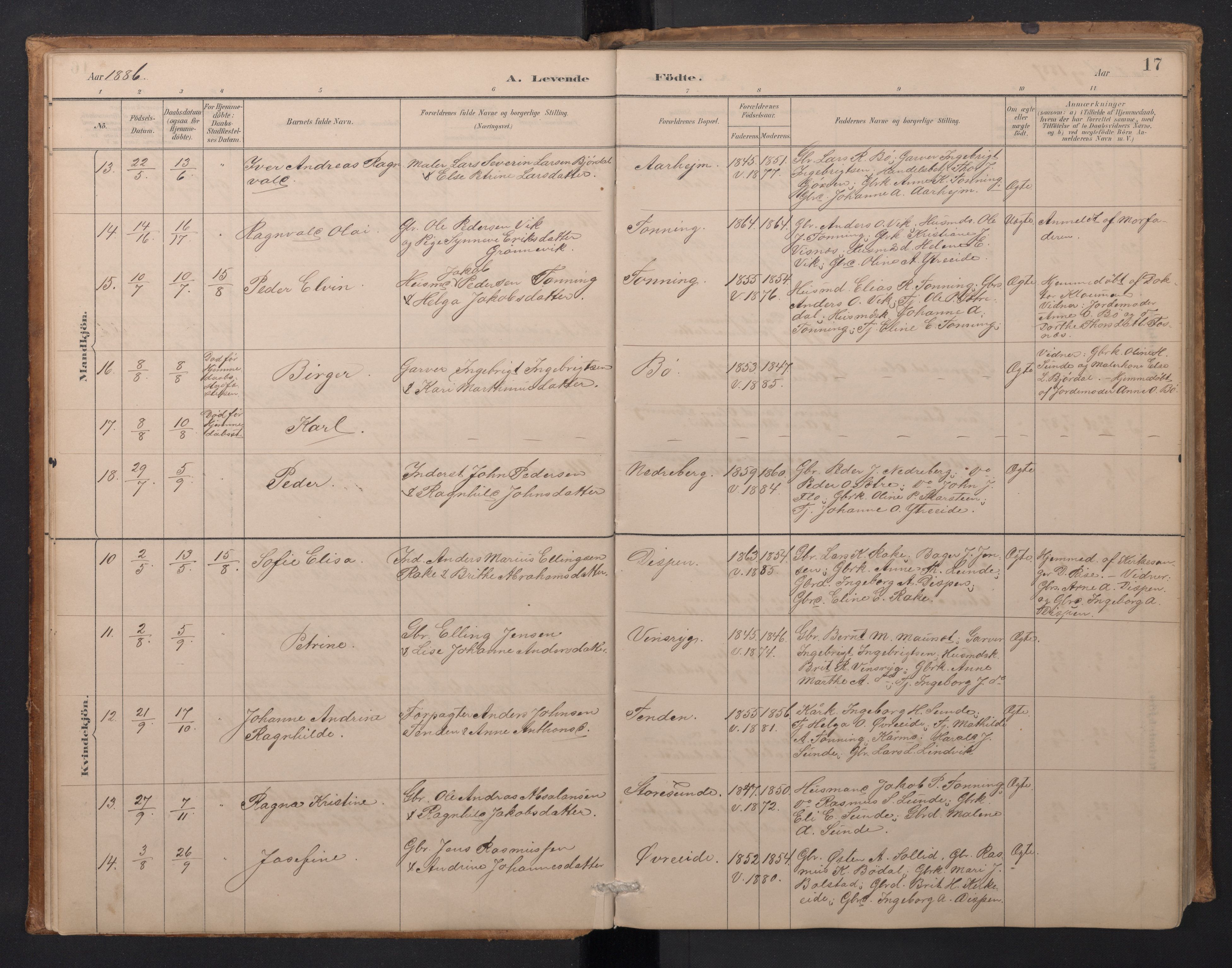 Stryn Sokneprestembete, AV/SAB-A-82501: Parish register (copy) no. A 2, 1883-1905, p. 16b-17a