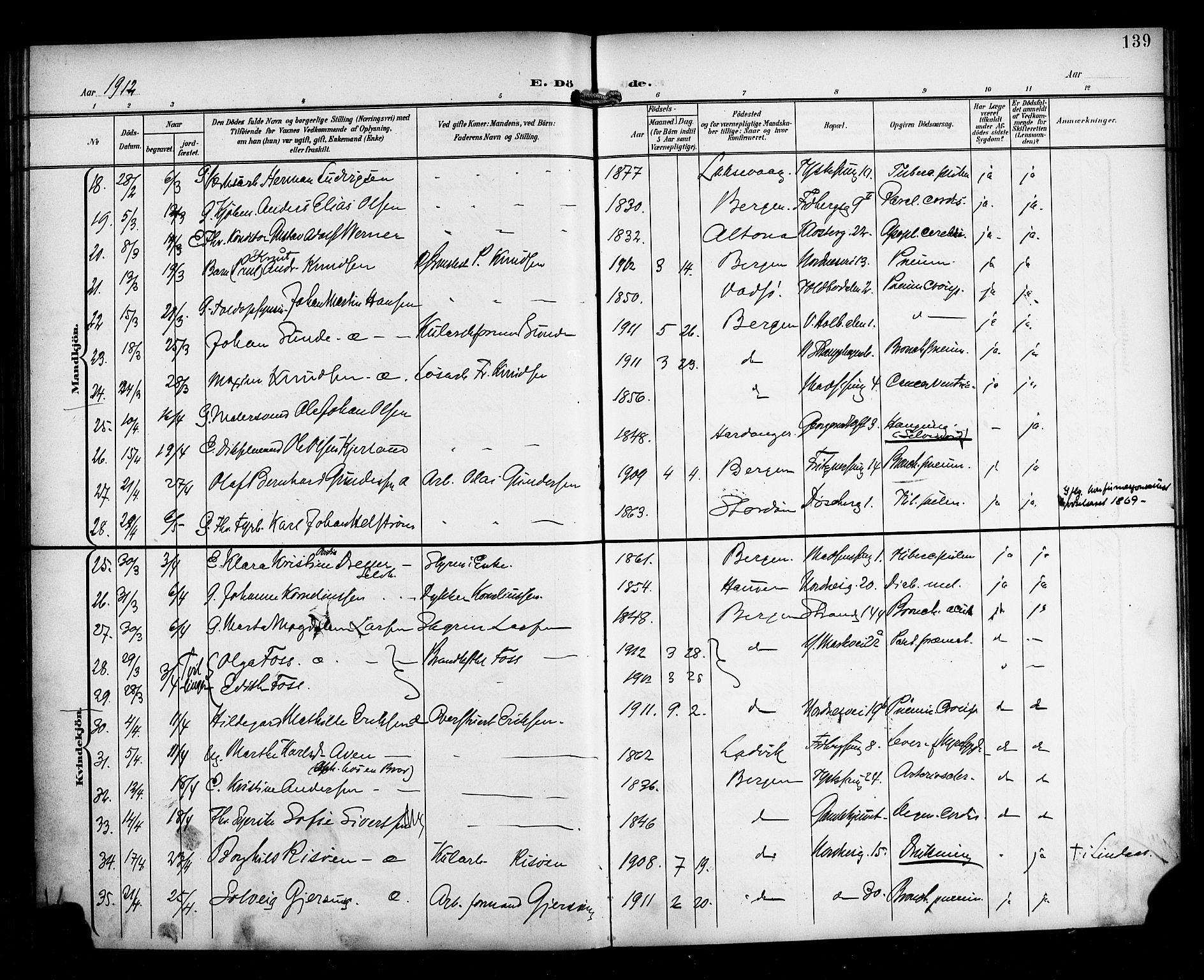 Nykirken Sokneprestembete, AV/SAB-A-77101/H/Haa/L0045: Parish register (official) no. E 5, 1899-1917, p. 139