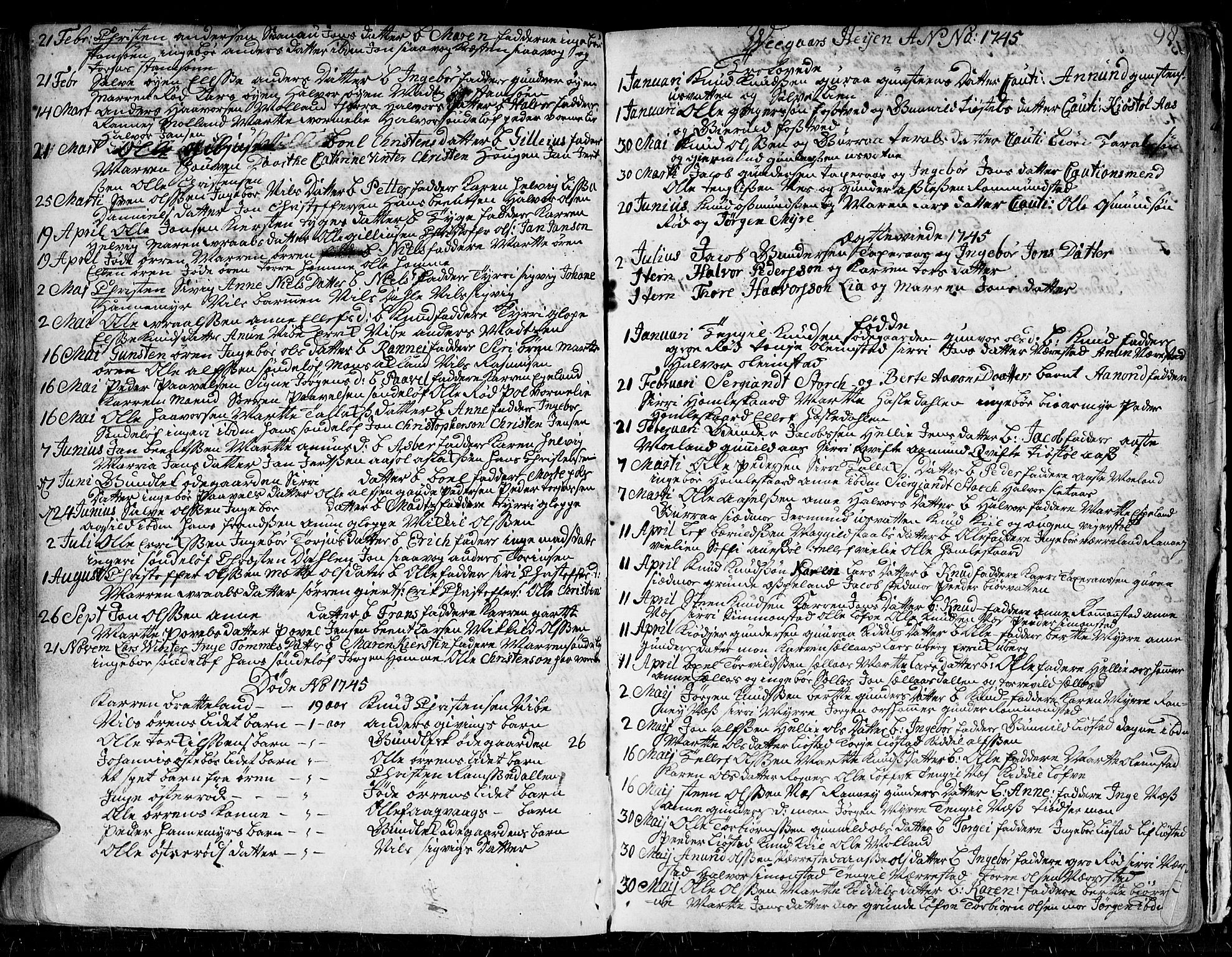Gjerstad sokneprestkontor, SAK/1111-0014/F/Fa/Faa/L0002: Parish register (official) no. A 2, 1717-1779, p. 98