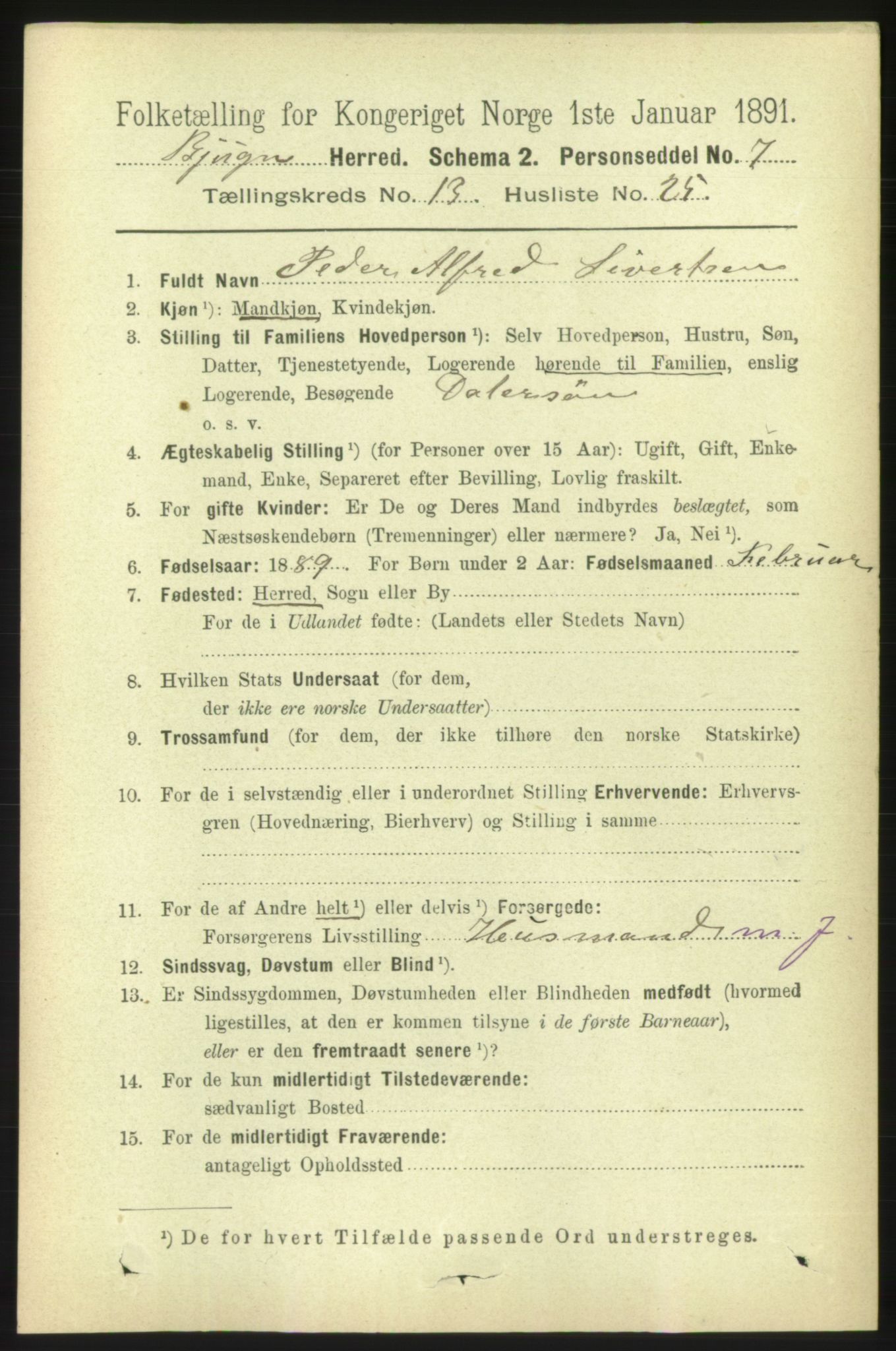 RA, 1891 census for 1627 Bjugn, 1891, p. 3917