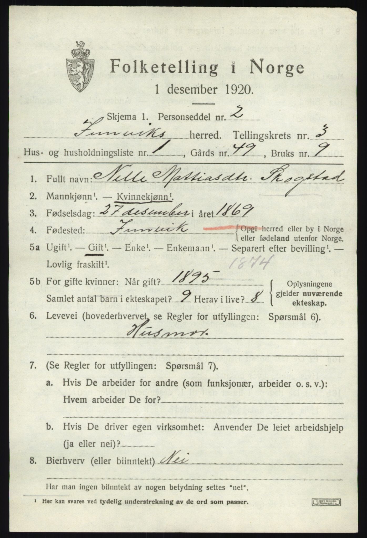 SAB, 1920 census for Innvik, 1920, p. 1761