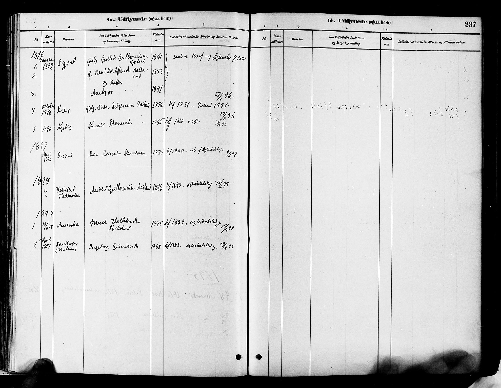 Flesberg kirkebøker, SAKO/A-18/F/Fa/L0008: Parish register (official) no. I 8, 1879-1899, p. 237