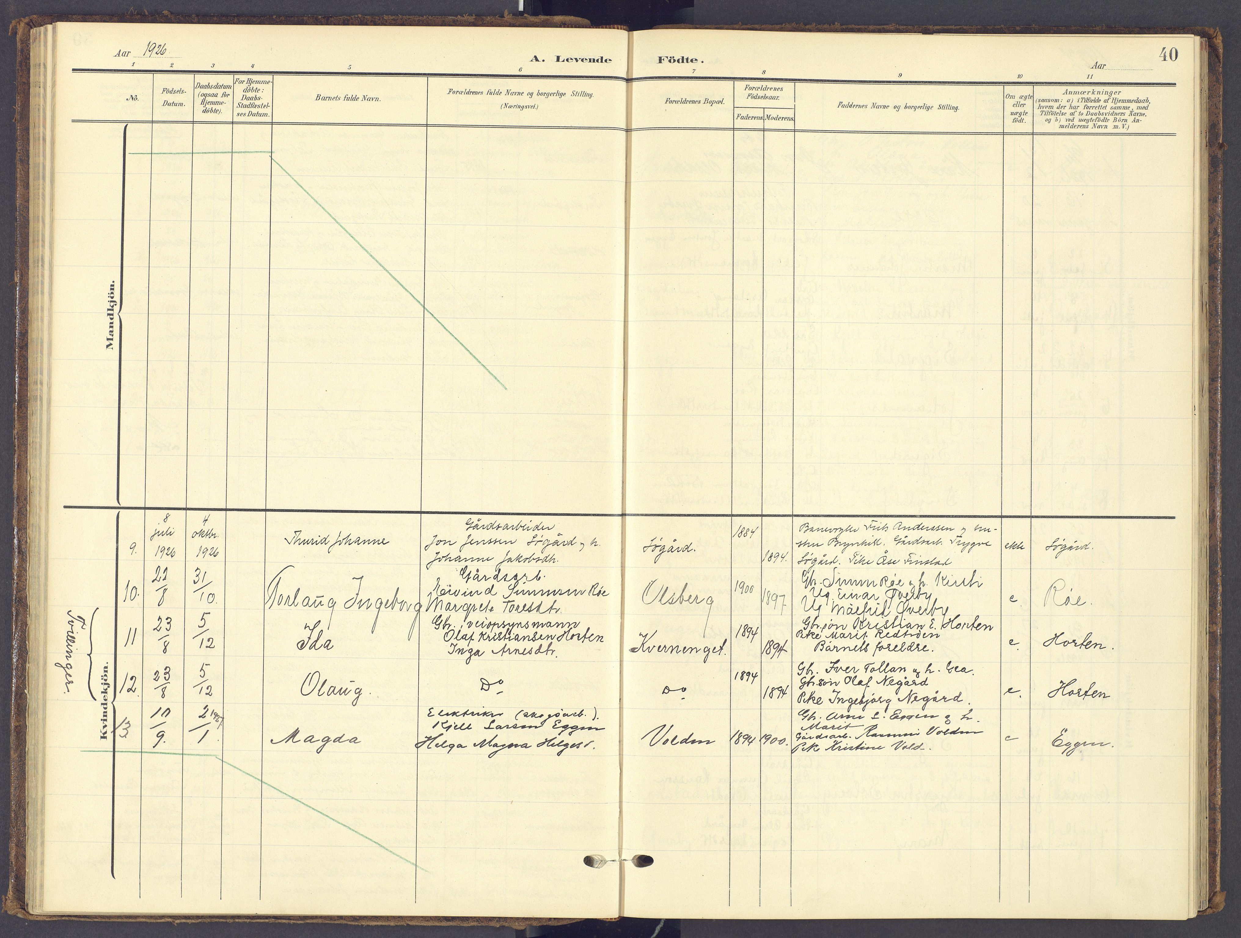 Tynset prestekontor, AV/SAH-PREST-058/H/Ha/Haa/L0028: Parish register (official) no. 28, 1902-1929, p. 40