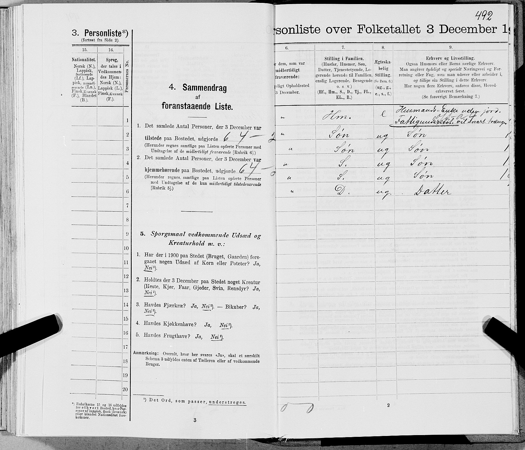 SAT, 1900 census for Gildeskål, 1900, p. 1475