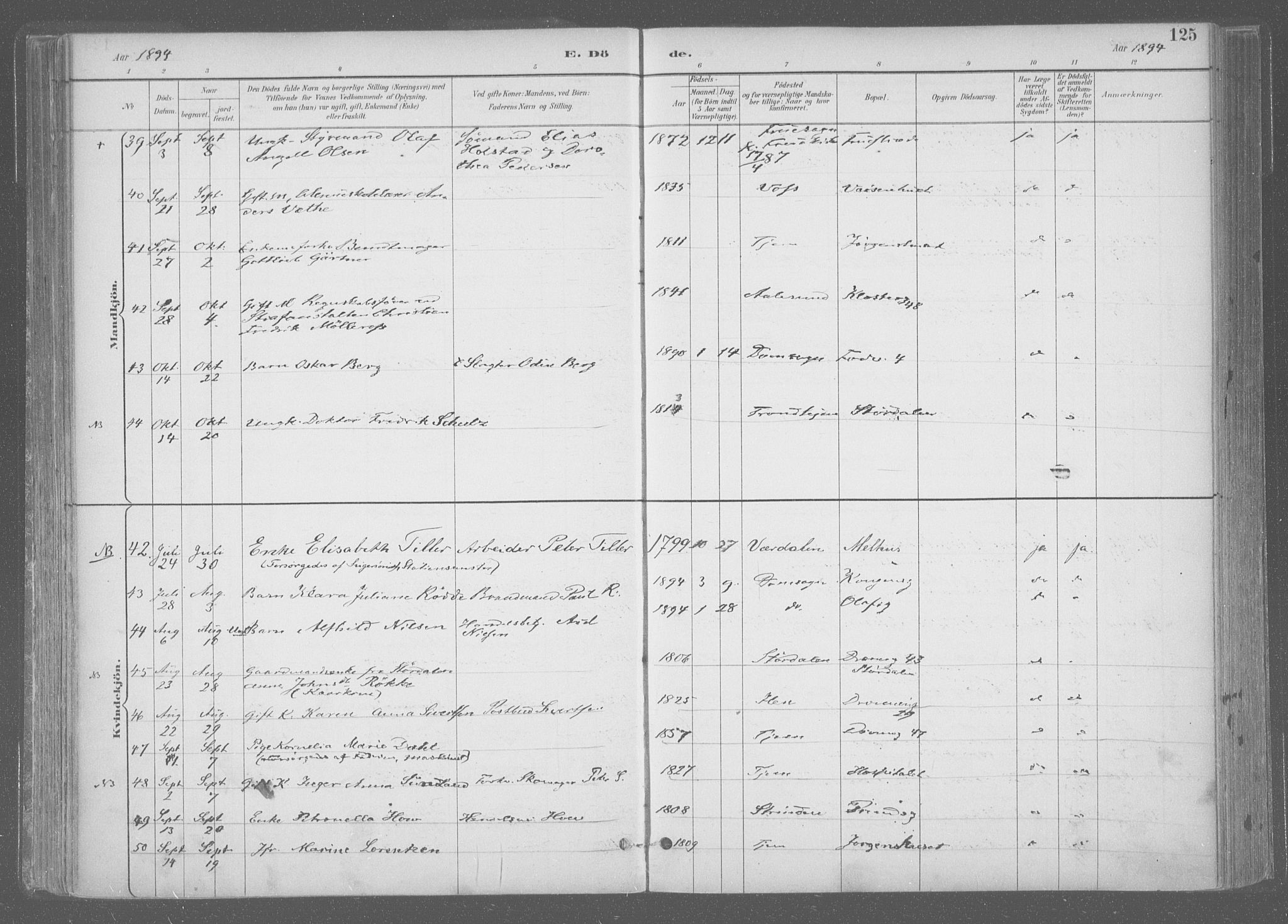 Ministerialprotokoller, klokkerbøker og fødselsregistre - Sør-Trøndelag, AV/SAT-A-1456/601/L0064: Parish register (official) no. 601A31, 1891-1911, p. 125