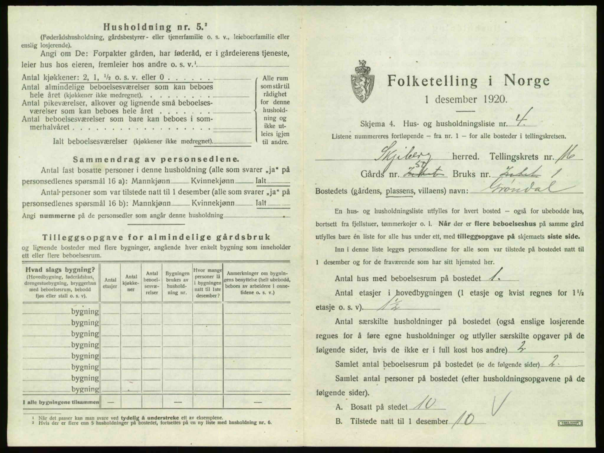 SAO, 1920 census for Skjeberg, 1920, p. 2094