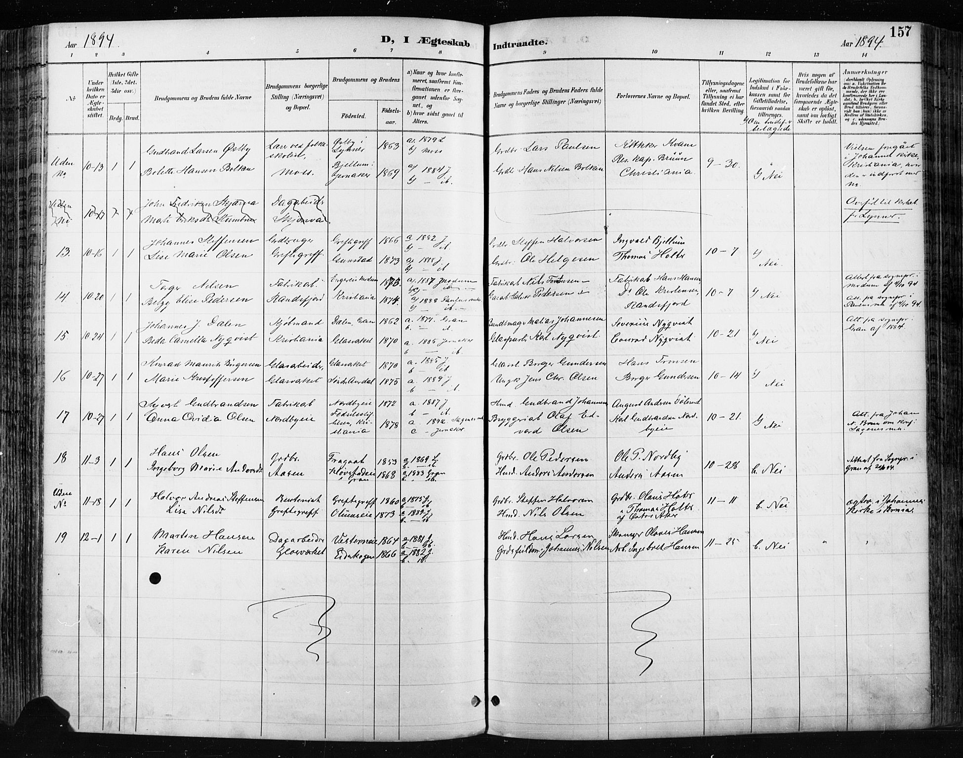 Jevnaker prestekontor, SAH/PREST-116/H/Ha/Haa/L0009: Parish register (official) no. 9, 1891-1901, p. 157