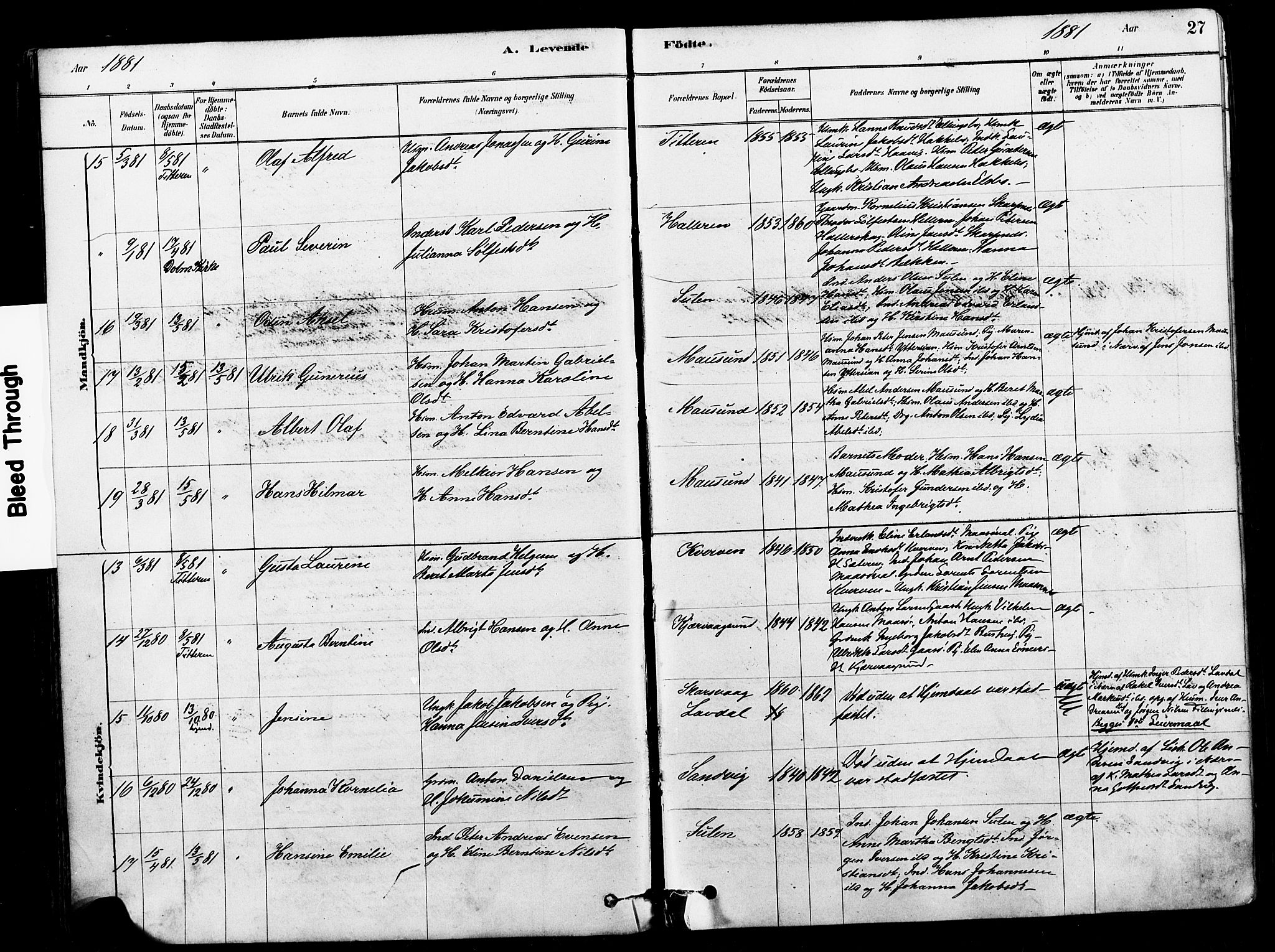 Ministerialprotokoller, klokkerbøker og fødselsregistre - Sør-Trøndelag, AV/SAT-A-1456/640/L0578: Parish register (official) no. 640A03, 1879-1889, p. 27