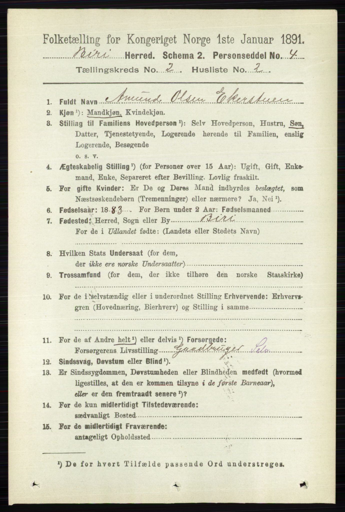 RA, 1891 census for 0525 Biri, 1891, p. 531