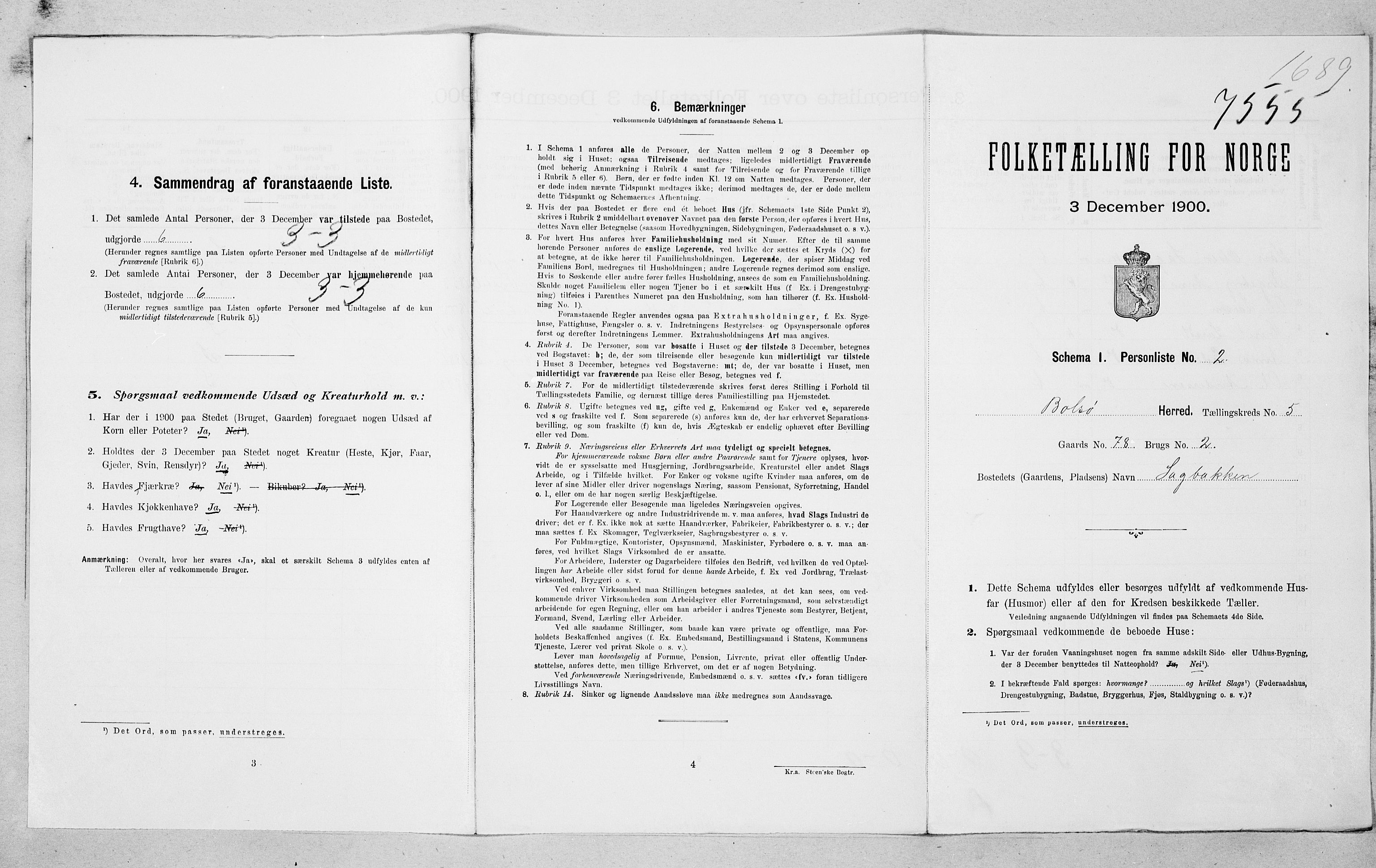 SAT, 1900 census for Bolsøy, 1900, p. 72