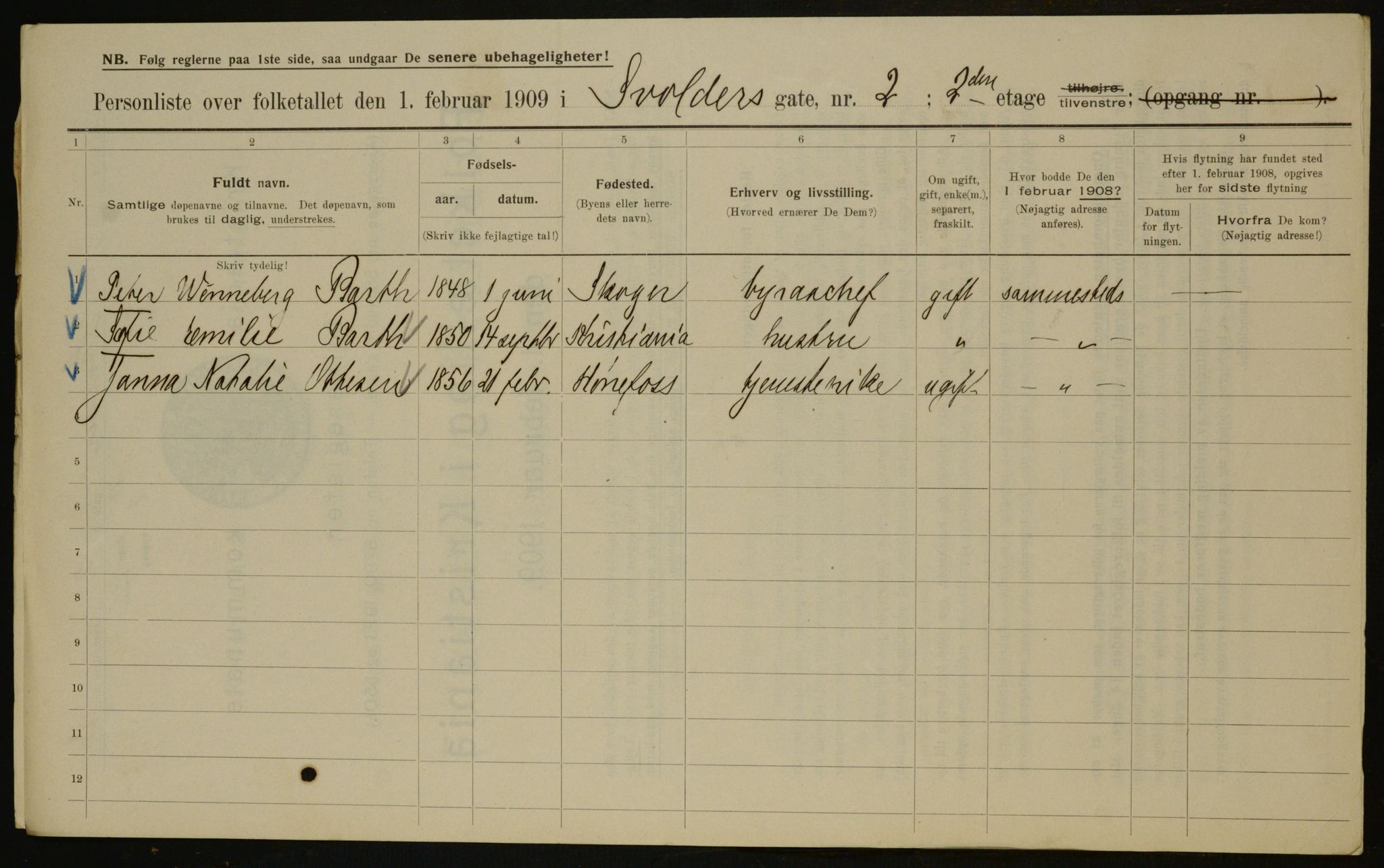 OBA, Municipal Census 1909 for Kristiania, 1909, p. 96067