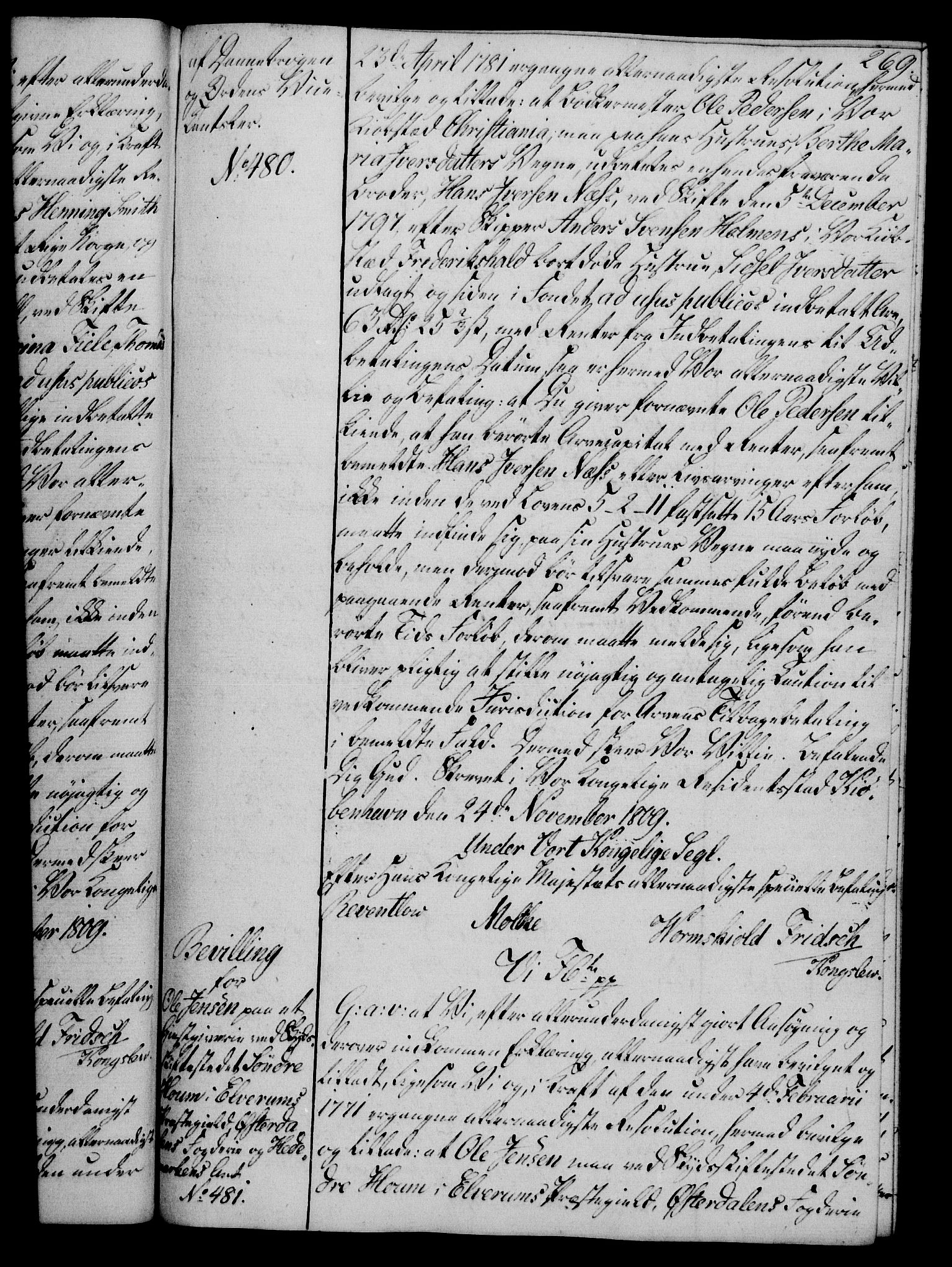 Rentekammeret, Kammerkanselliet, RA/EA-3111/G/Gg/Gga/L0019: Norsk ekspedisjonsprotokoll med register (merket RK 53.19), 1807-1810, p. 269