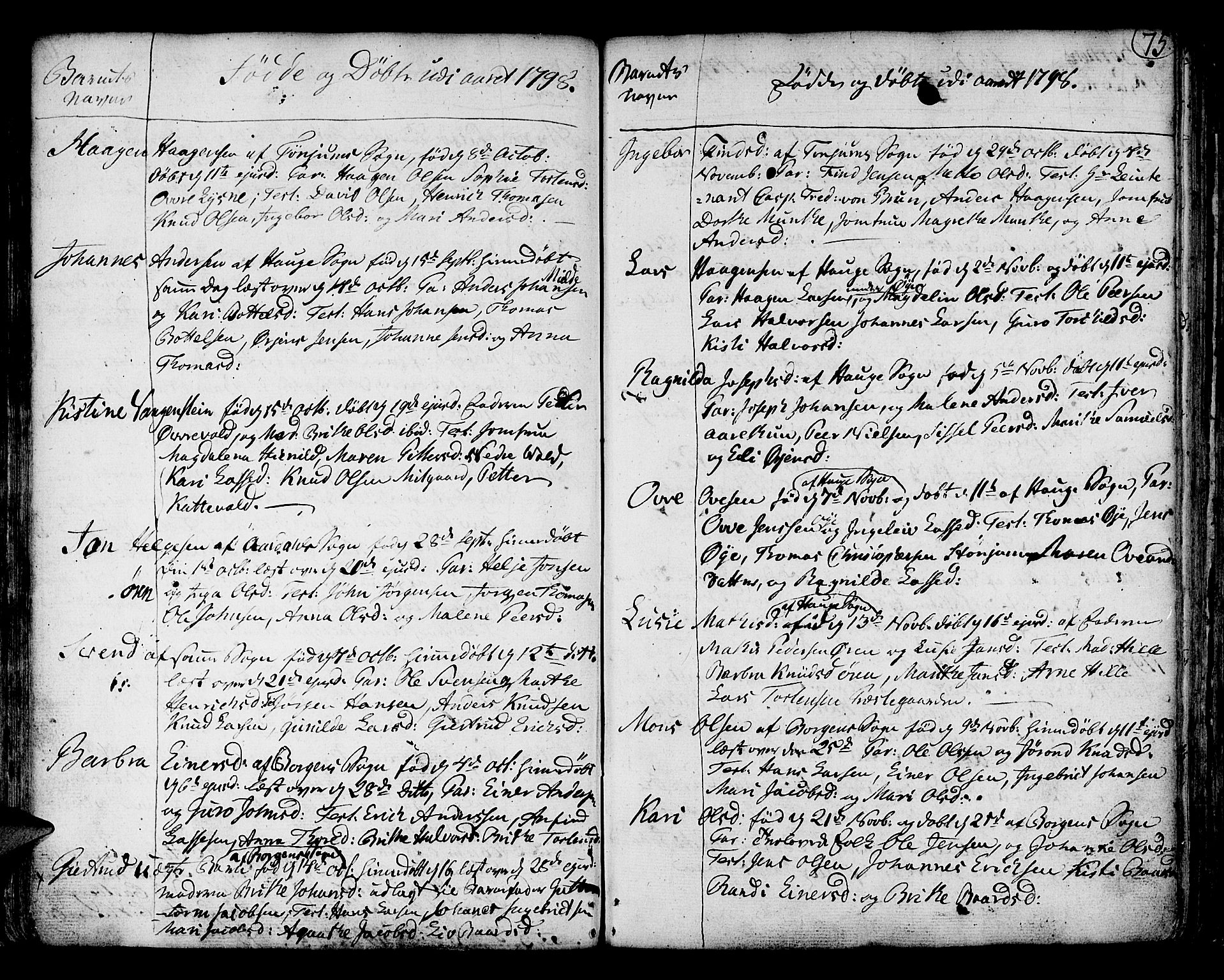 Lærdal sokneprestembete, AV/SAB-A-81201: Parish register (official) no. A 3, 1783-1804, p. 75