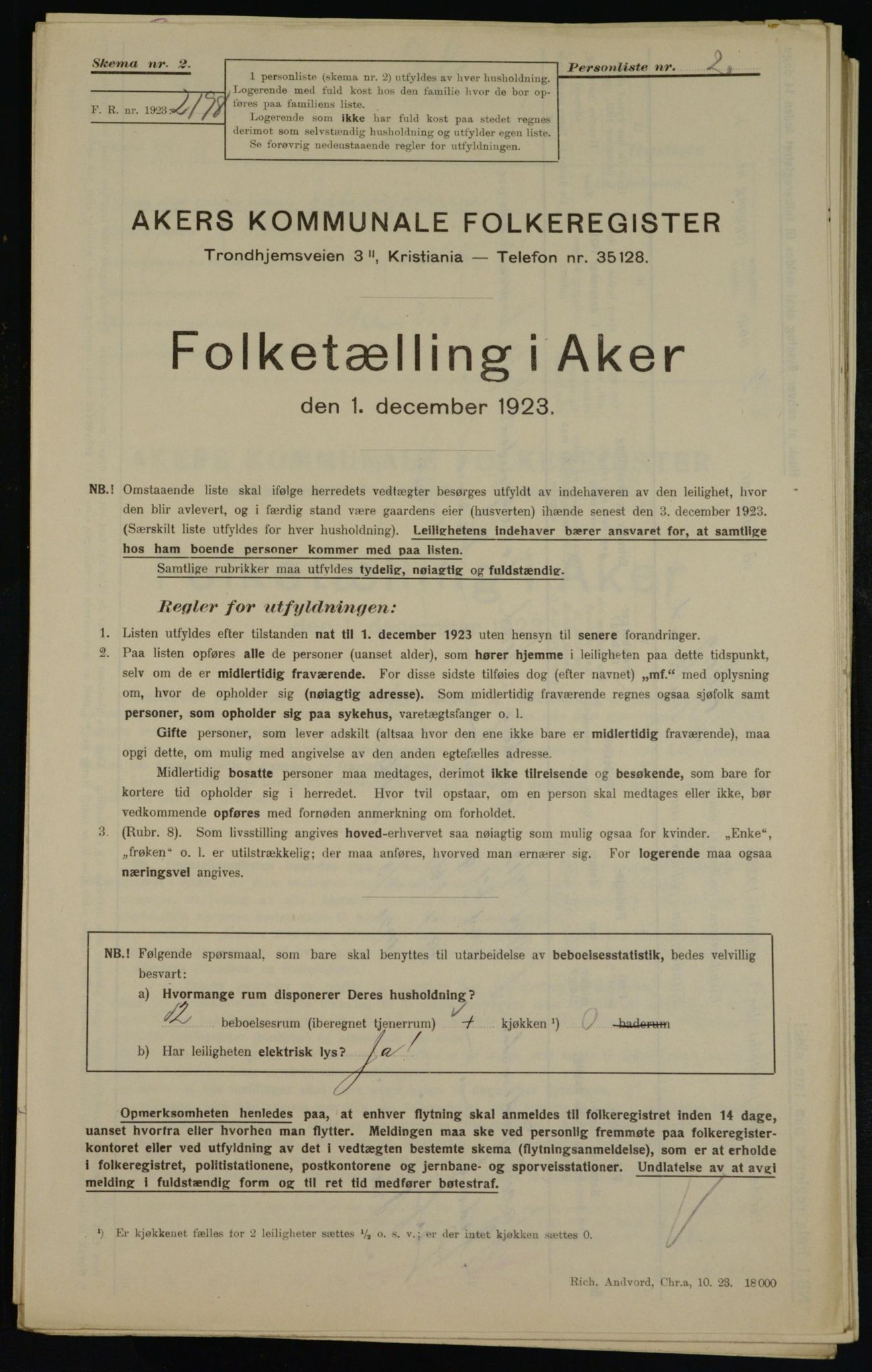 , Municipal Census 1923 for Aker, 1923, p. 36534