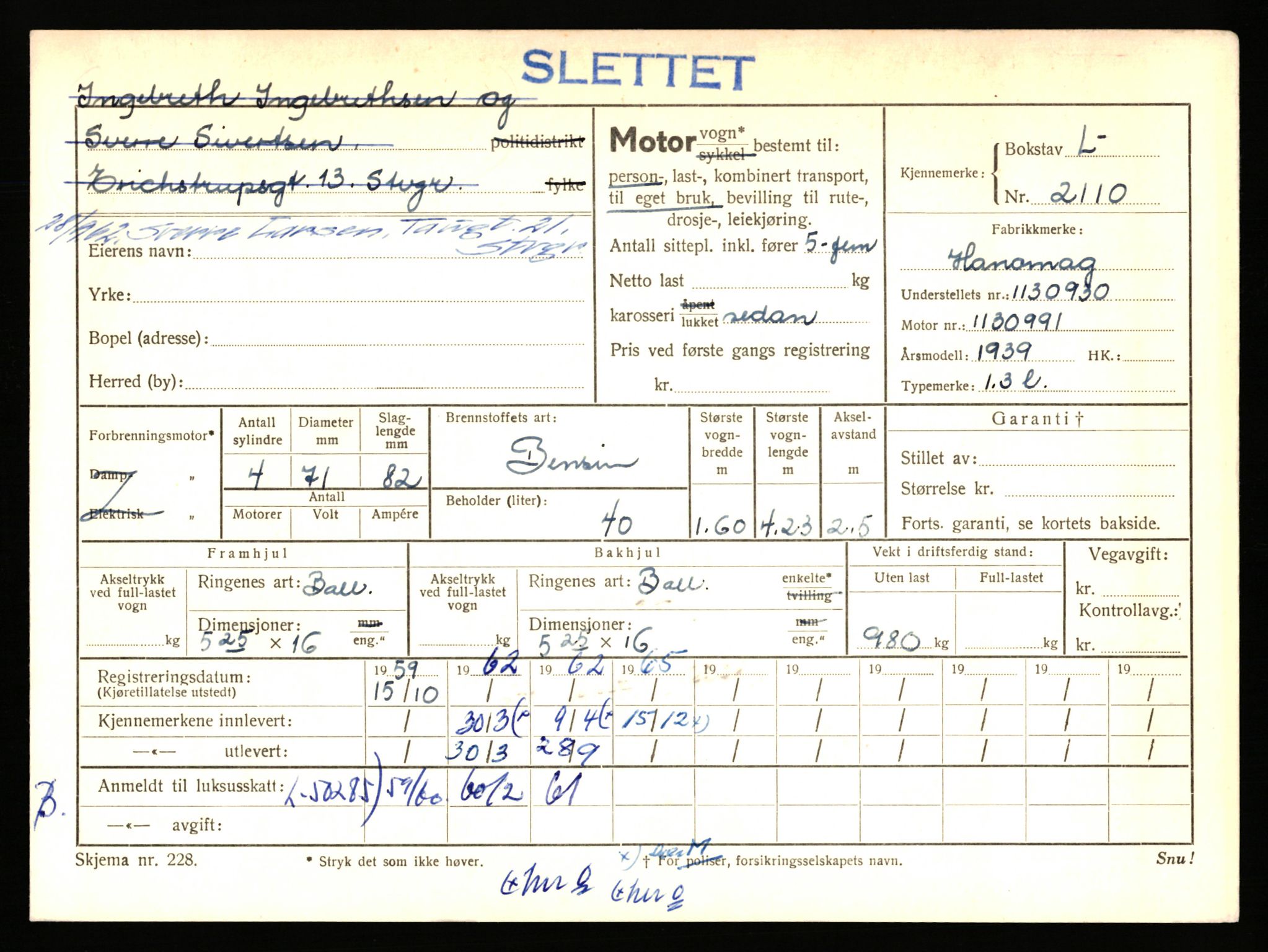 Stavanger trafikkstasjon, AV/SAST-A-101942/0/F/L0006: L-1700 - L-2149, 1930-1971, p. 1867