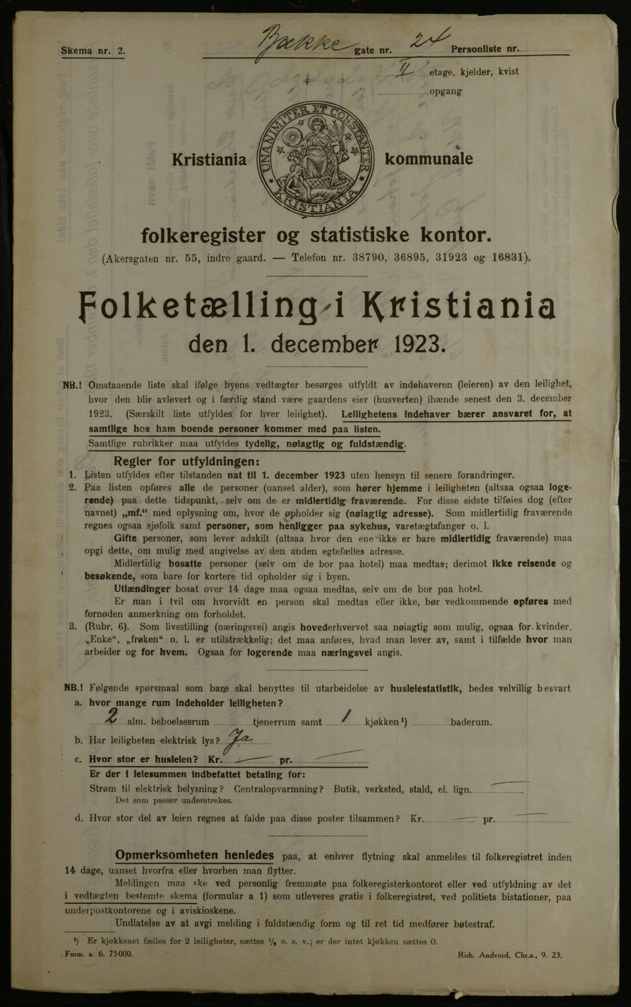 OBA, Municipal Census 1923 for Kristiania, 1923, p. 12477