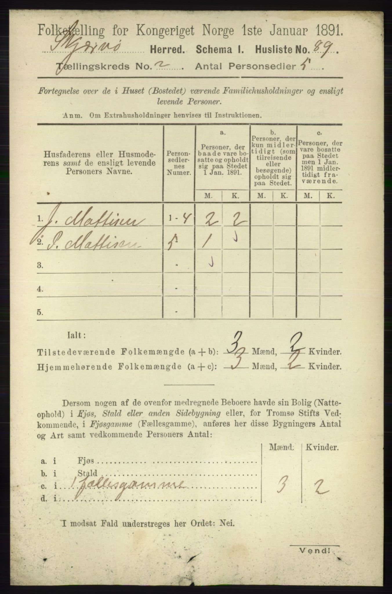 RA, 1891 census for 1941 Skjervøy, 1891, p. 1006