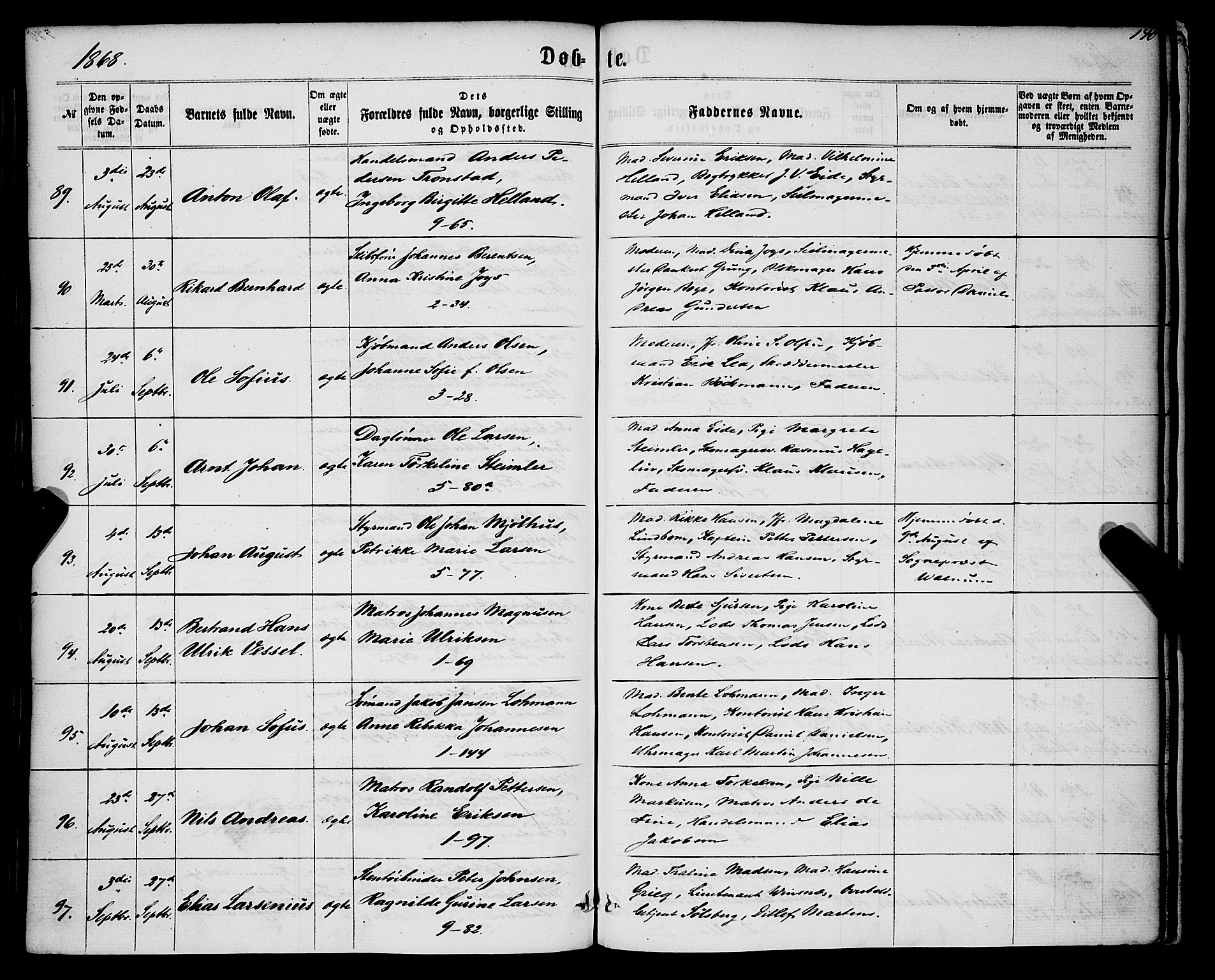 Nykirken Sokneprestembete, SAB/A-77101/H/Haa/L0015: Parish register (official) no. B 2, 1858-1869, p. 140