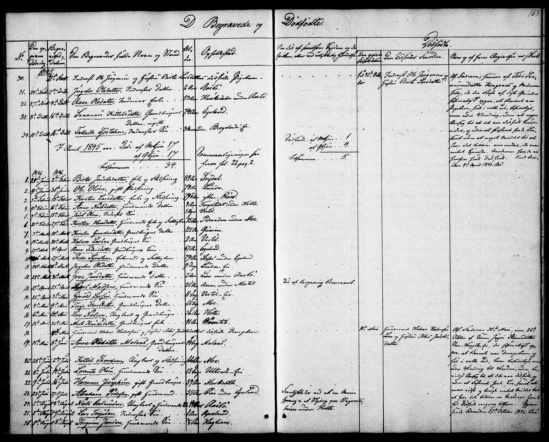 Gjerstad sokneprestkontor, SAK/1111-0014/F/Fa/Faa/L0006: Parish register (official) no. A 6, 1841-1857, p. 163