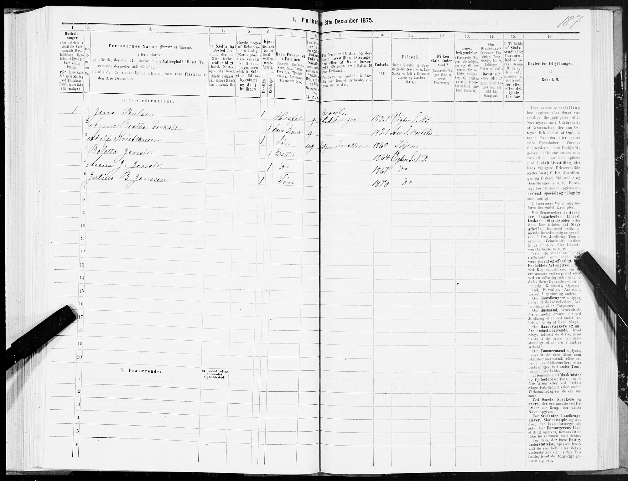 SAT, 1875 census for 1751P Nærøy, 1875, p. 3187