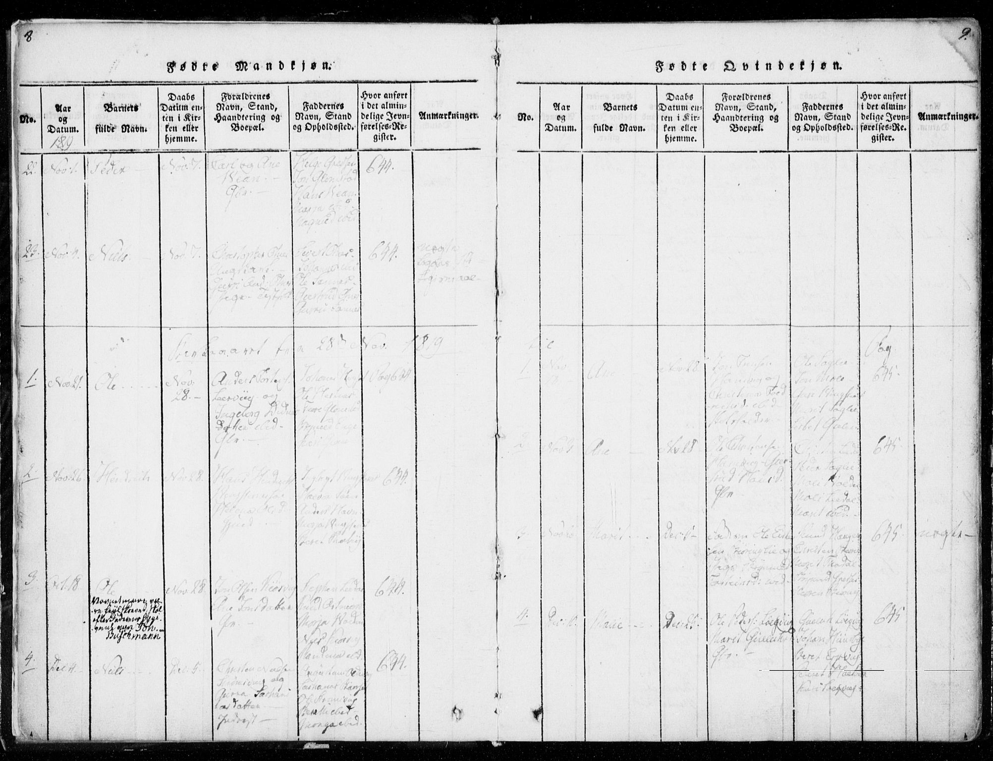 Ministerialprotokoller, klokkerbøker og fødselsregistre - Møre og Romsdal, AV/SAT-A-1454/578/L0903: Parish register (official) no. 578A02, 1819-1838, p. 8-9