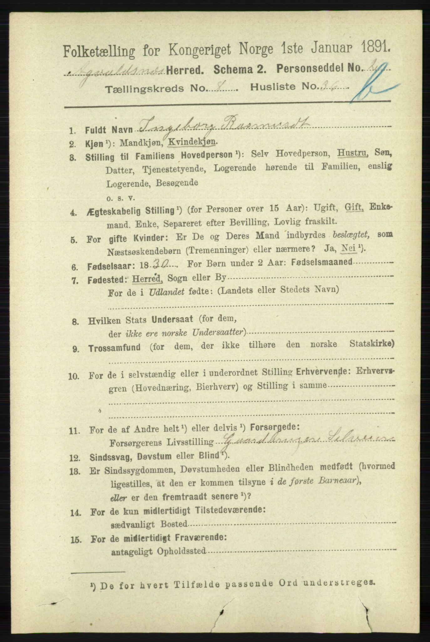 RA, 1891 census for 1147 Avaldsnes, 1891, p. 4378