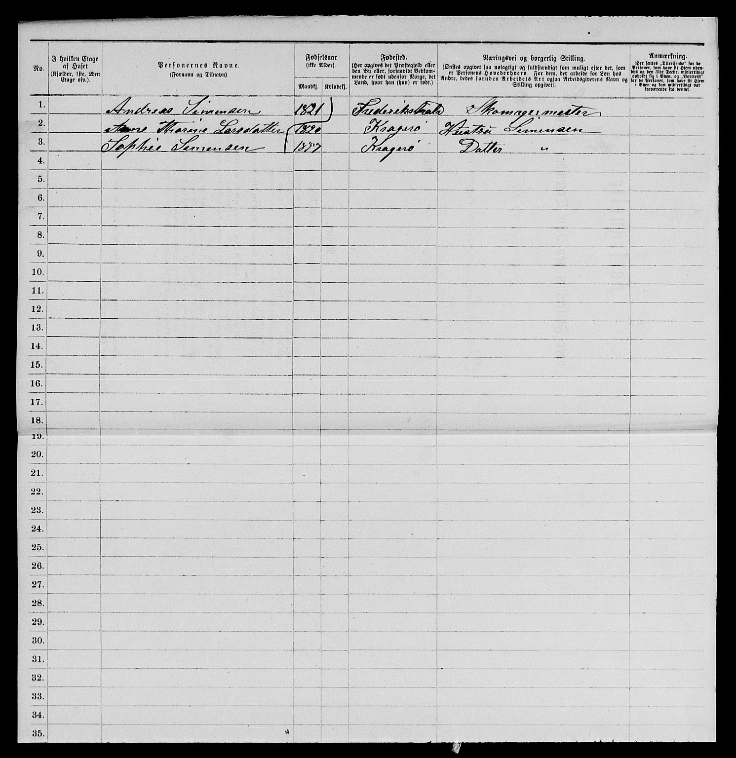 SAKO, 1885 census for 0801 Kragerø, 1885, p. 916