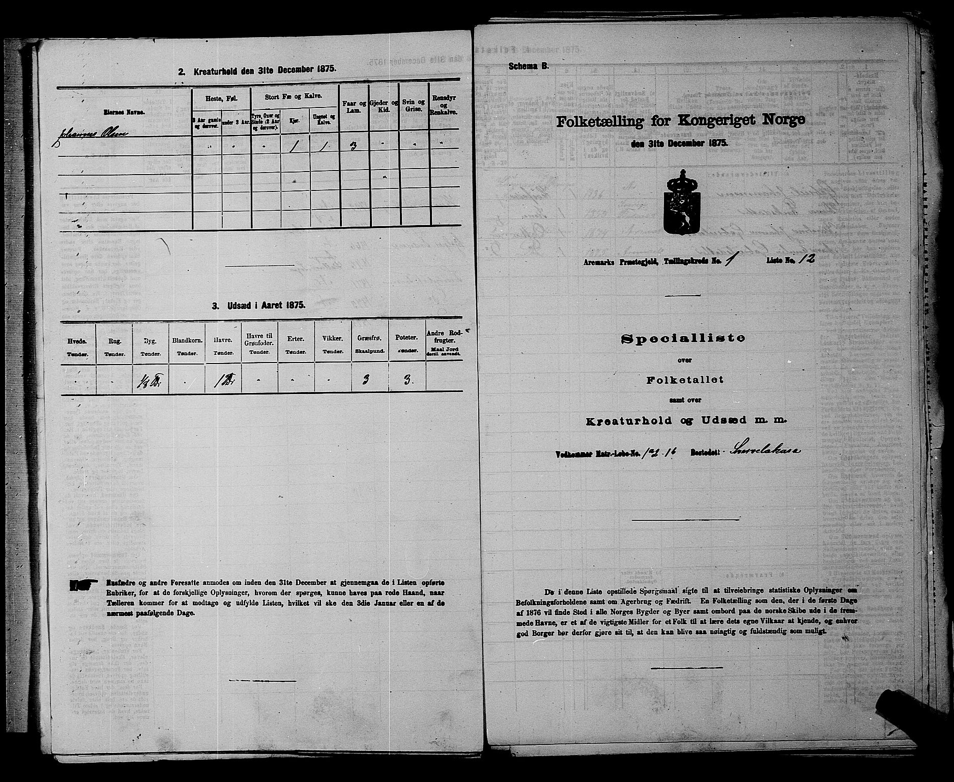 RA, 1875 census for 0118P Aremark, 1875, p. 52