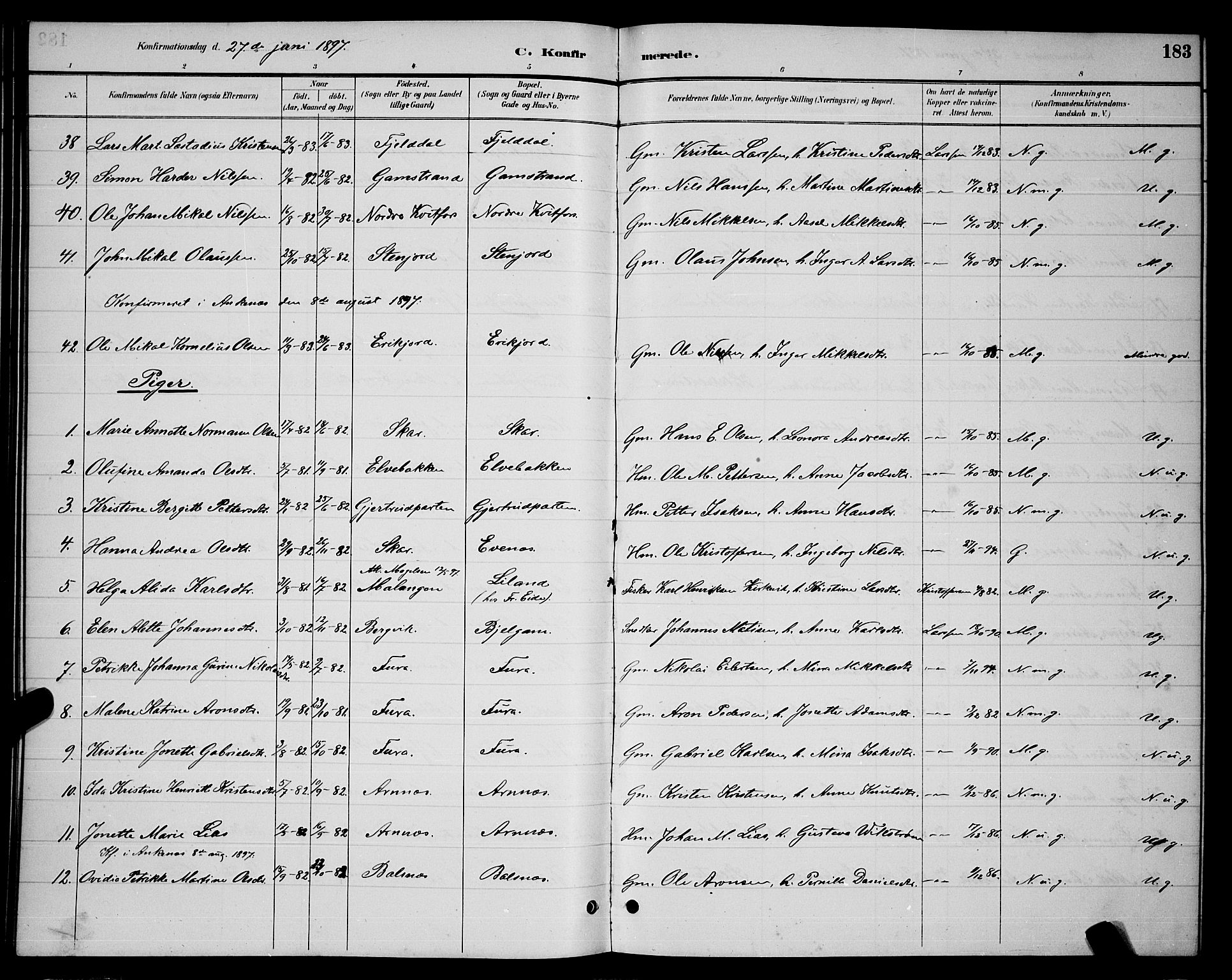 Ministerialprotokoller, klokkerbøker og fødselsregistre - Nordland, AV/SAT-A-1459/863/L0914: Parish register (copy) no. 863C04, 1886-1897, p. 183