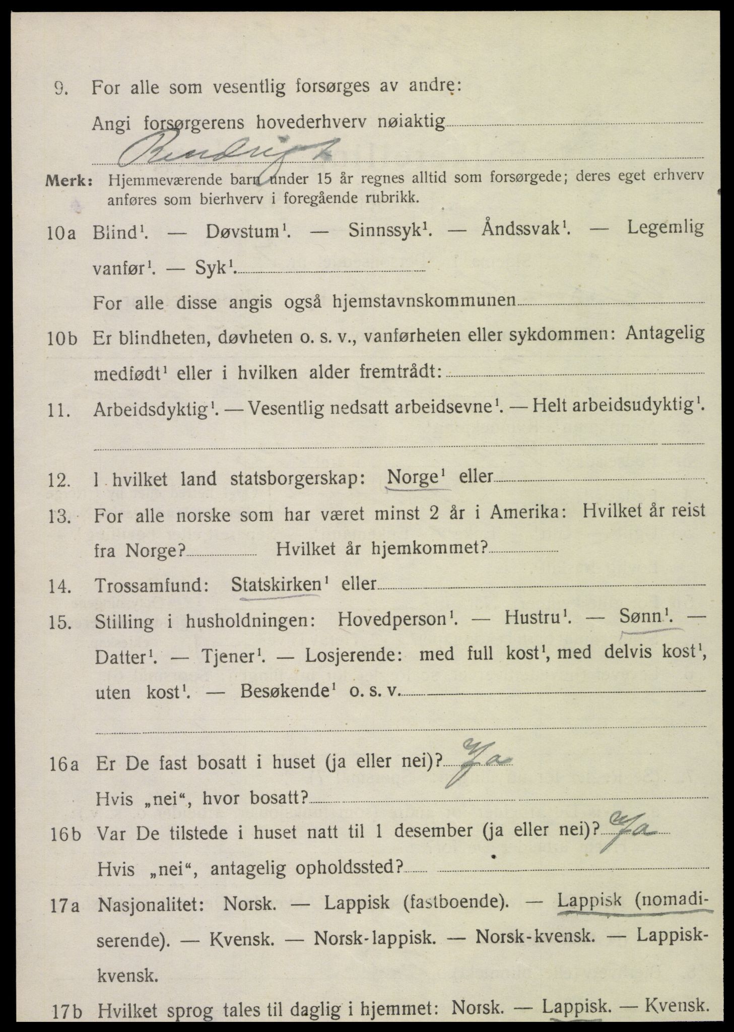 SAT, 1920 census for Vefsn, 1920, p. 5300