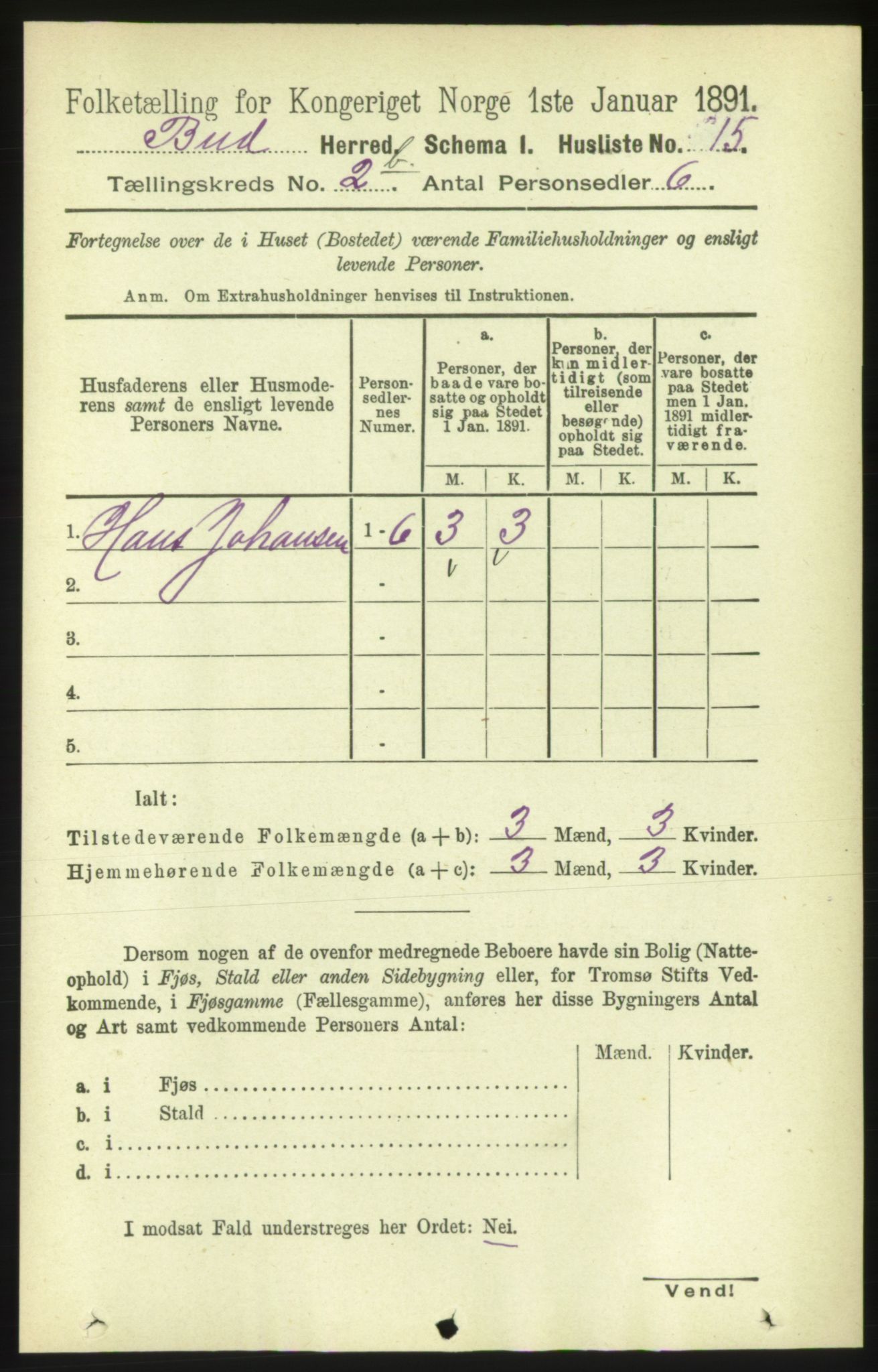 RA, 1891 census for 1549 Bud, 1891, p. 1210