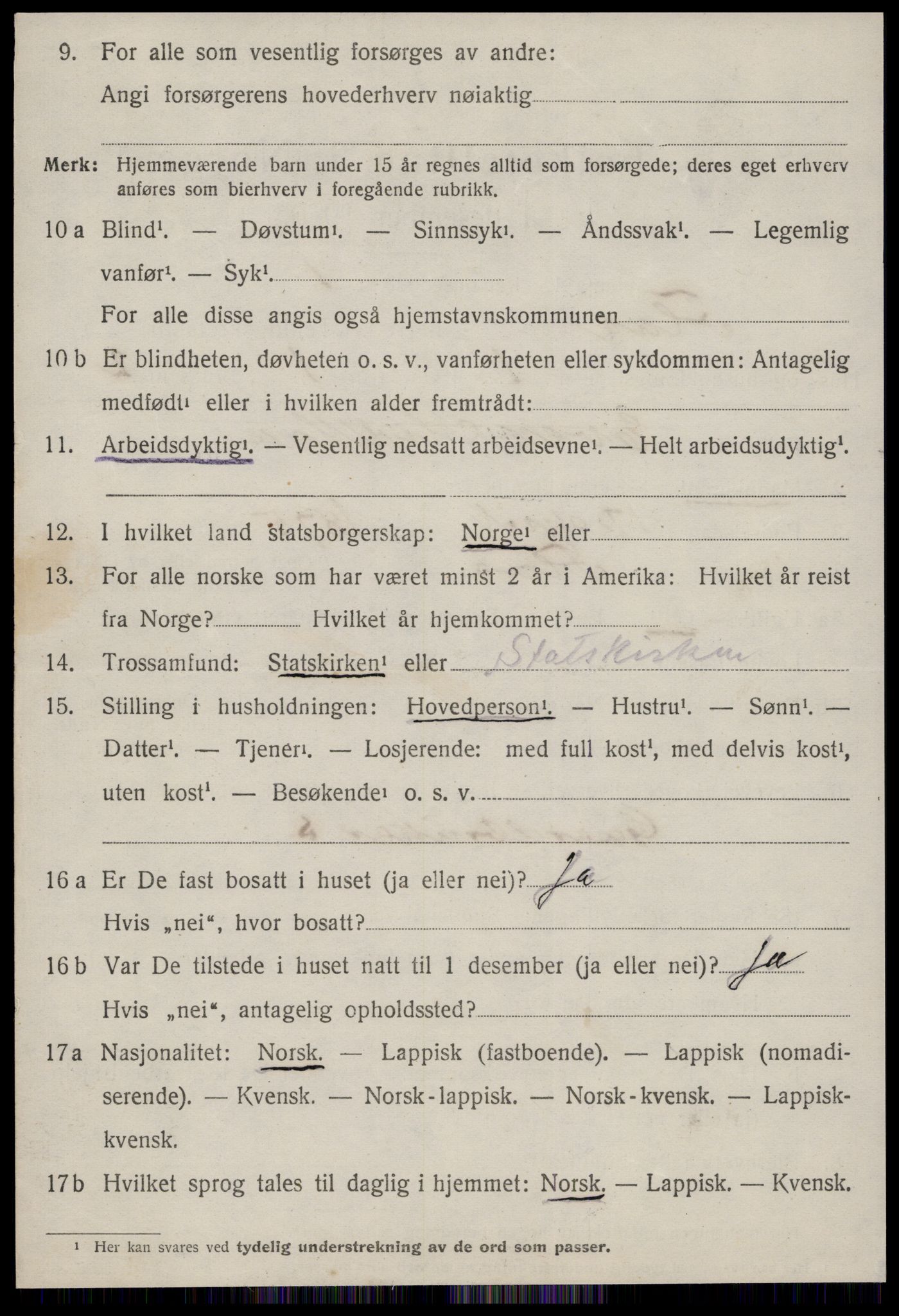 SAT, 1920 census for Flå, 1920, p. 277